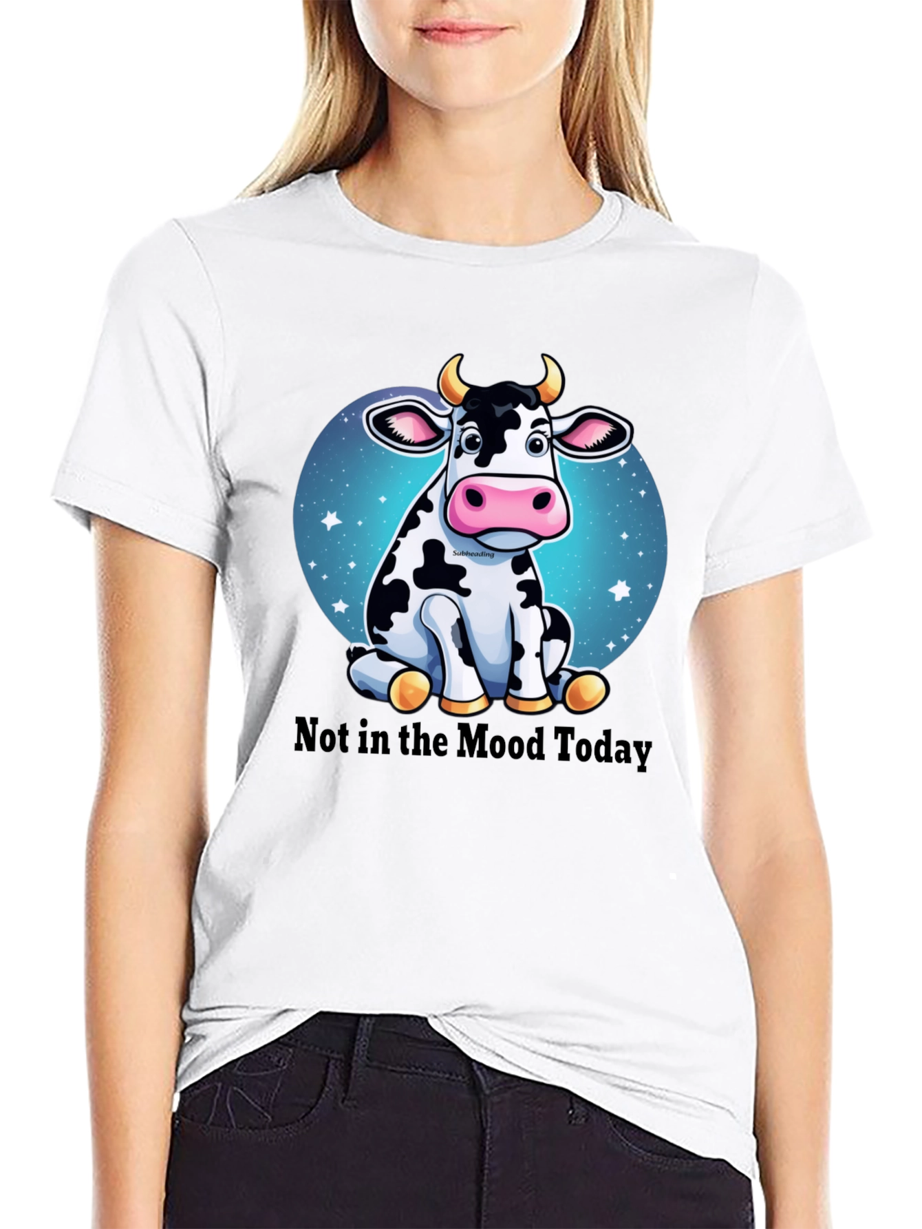 Black Not in the Mood Cow Graphic Tee - Unisex Black T-Shirt view 9