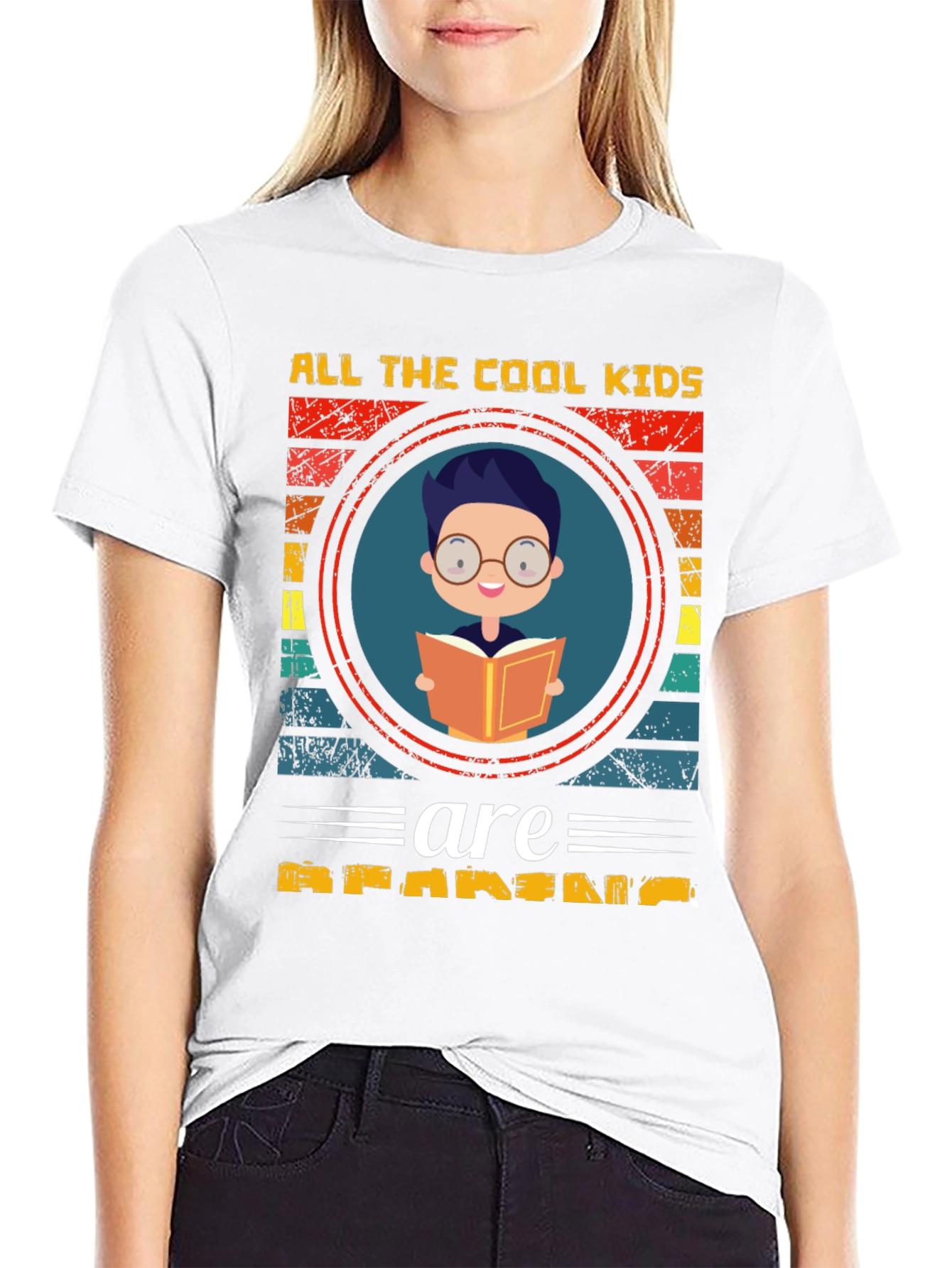 Black Cool Kids Reading T-Shirt - Black view 9