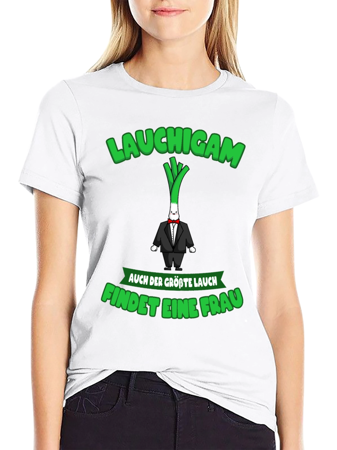 Black Funny "Lauchigam" Graphic T-Shirt view 9
