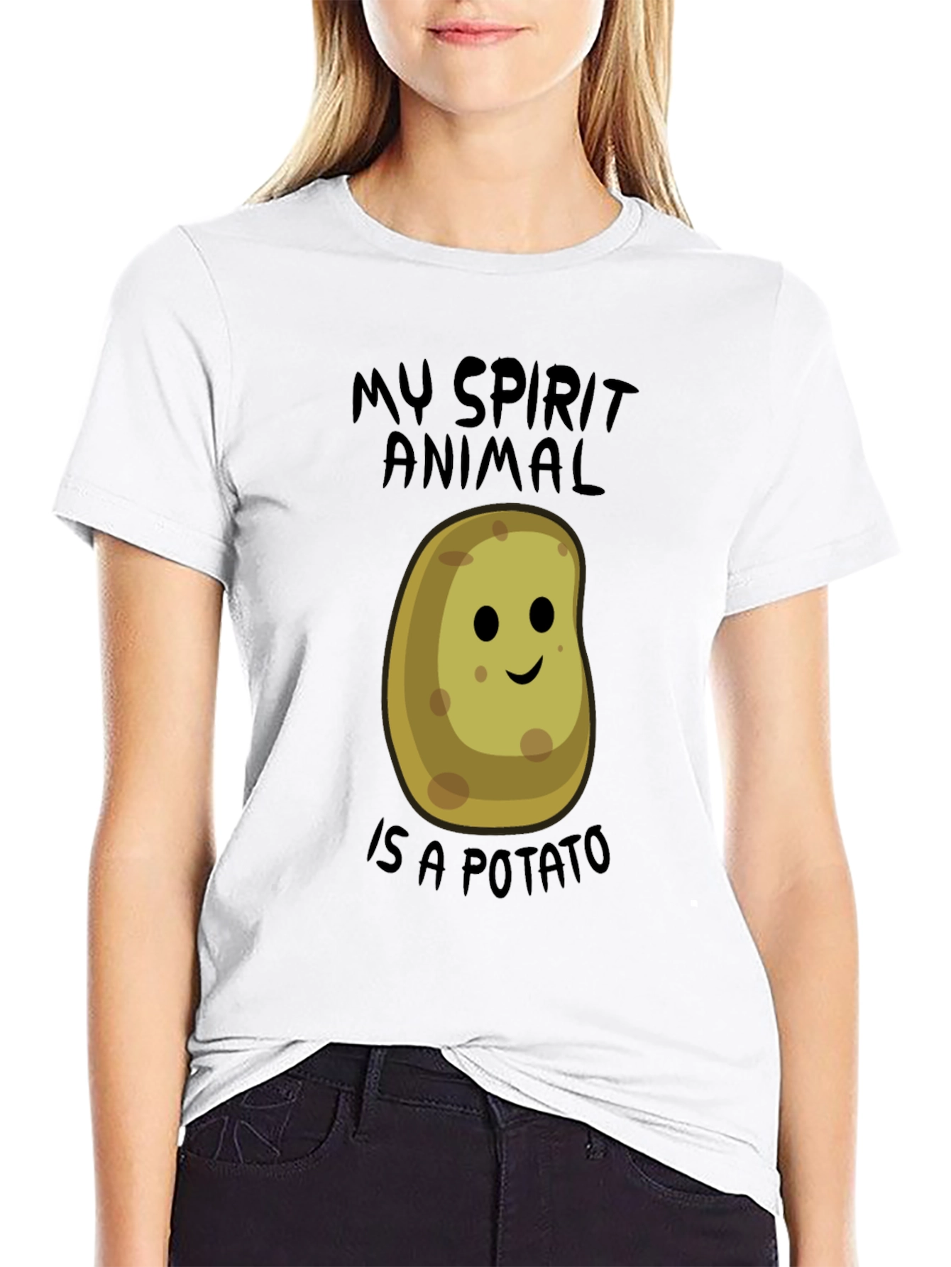 Black My Spirit Animal is a Potato Funny T-Shirt view 9
