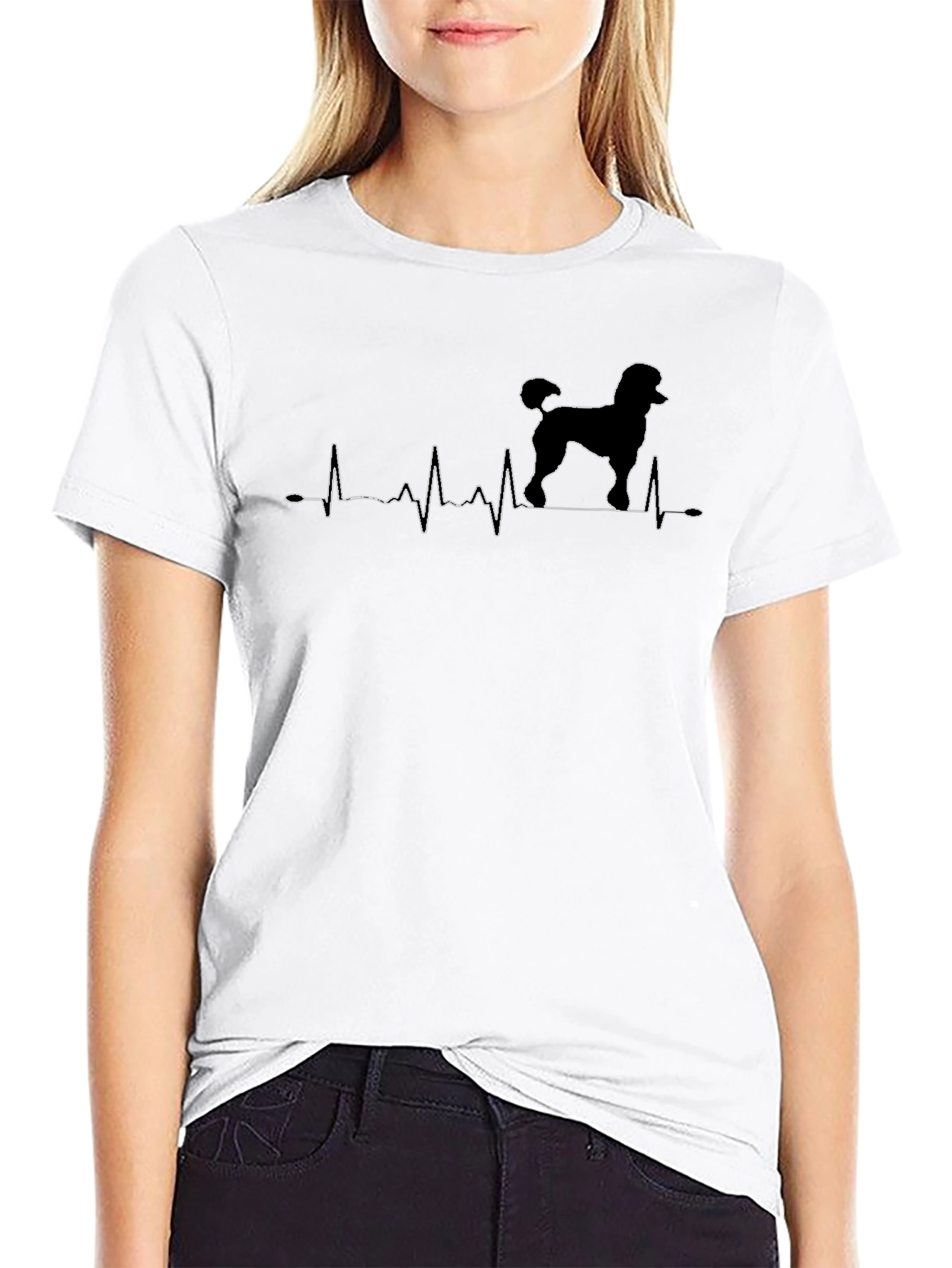 Black Poodle Heartbeat T-Shirt - Dog Lover Tee view 9