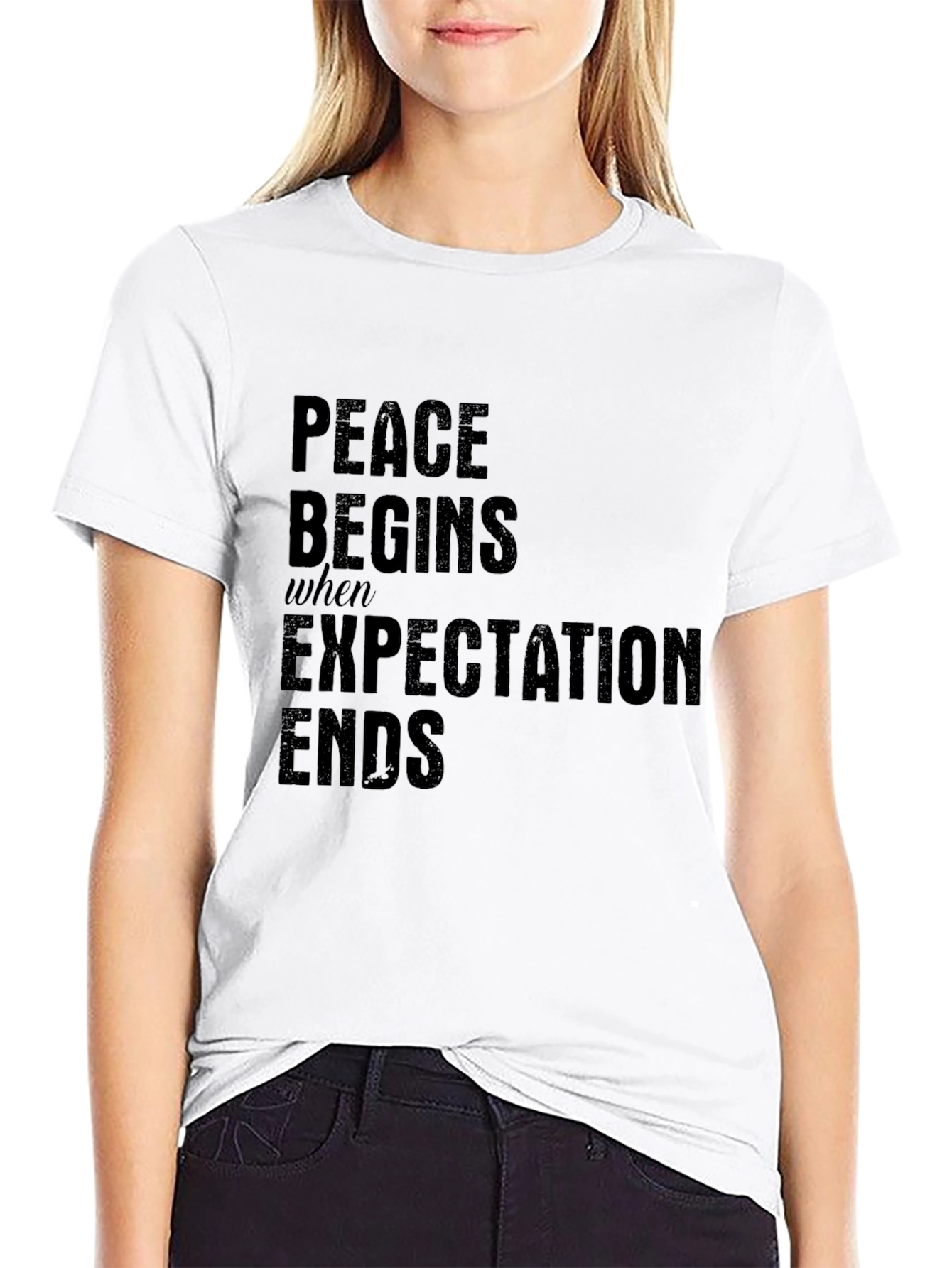 Black Peace Begins T-Shirt - Inspirational Quote Tee view 9