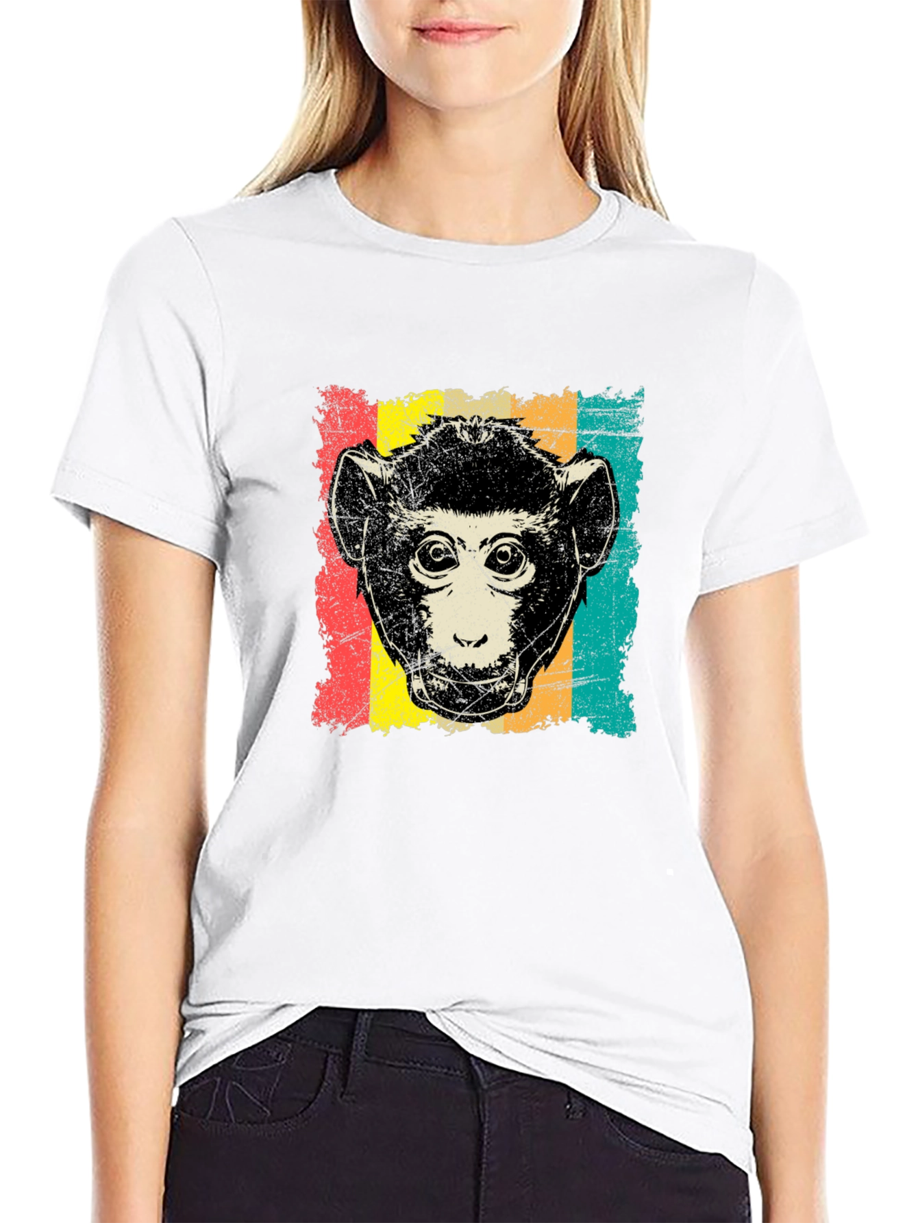 Black Retro Monkey Graphic T-Shirt - Black view 9