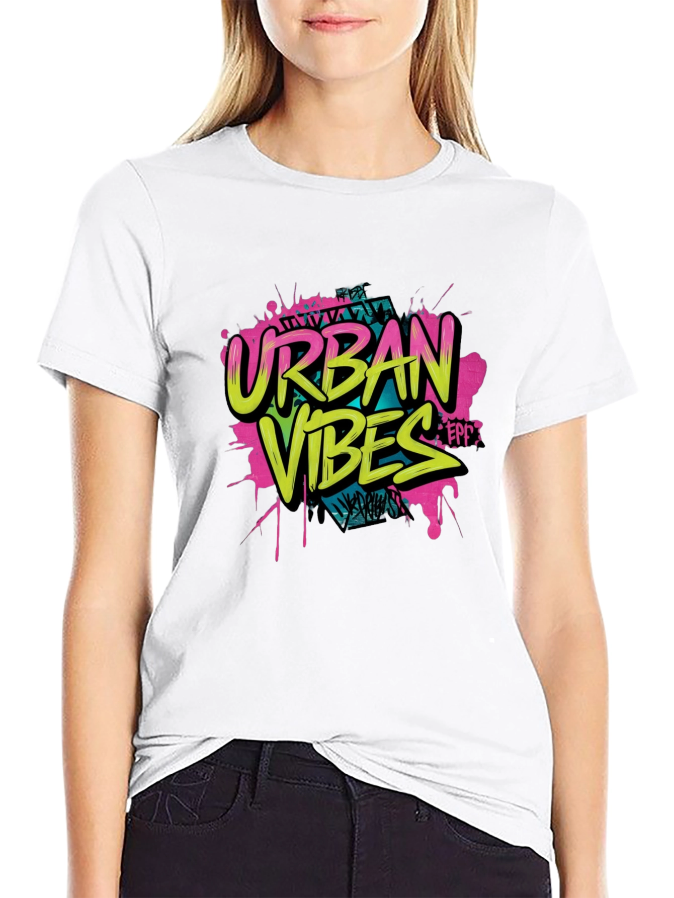 Black Urban Vibes Graphic Print Black T-Shirt view 9