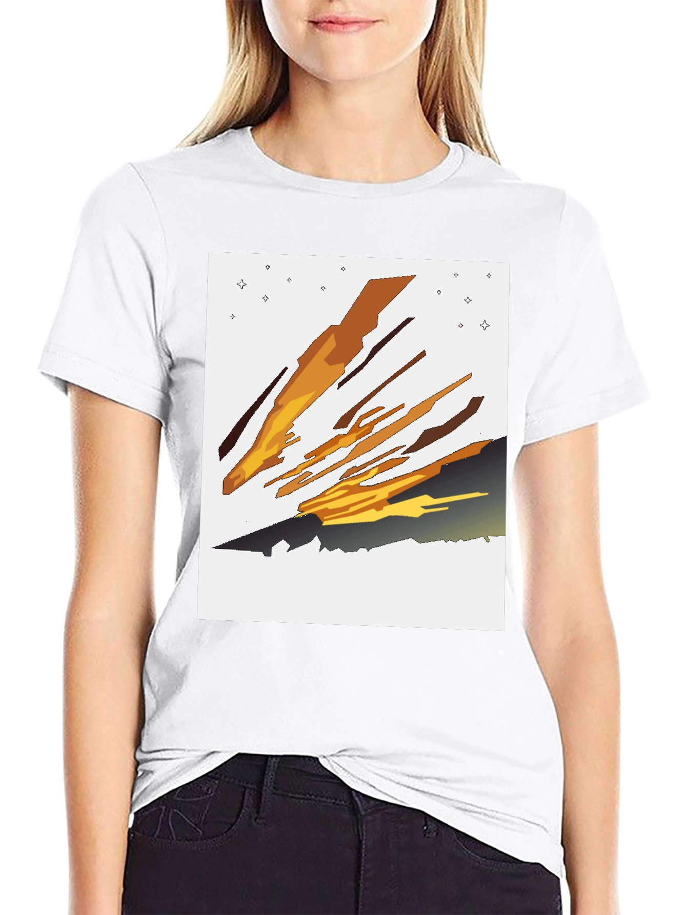 Black Abstract Comet Graphic Tee view 9