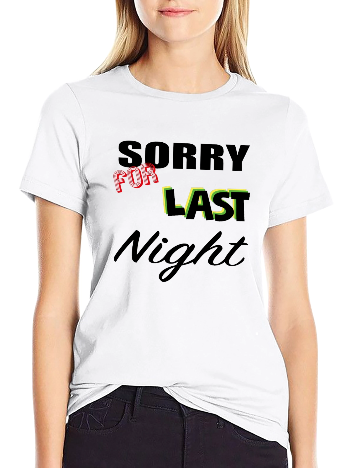 Black Sorry For Last Night Graphic Tee view 9
