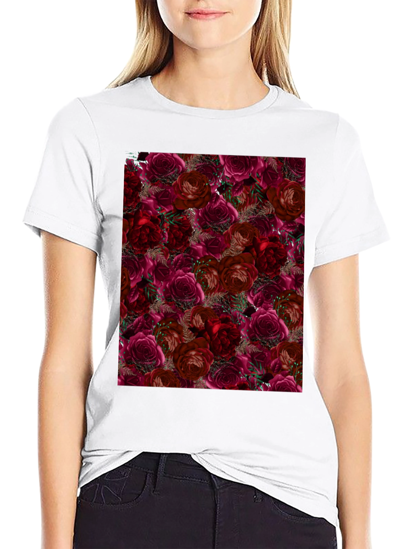 Floral Roses T-Shirt - Black - 9