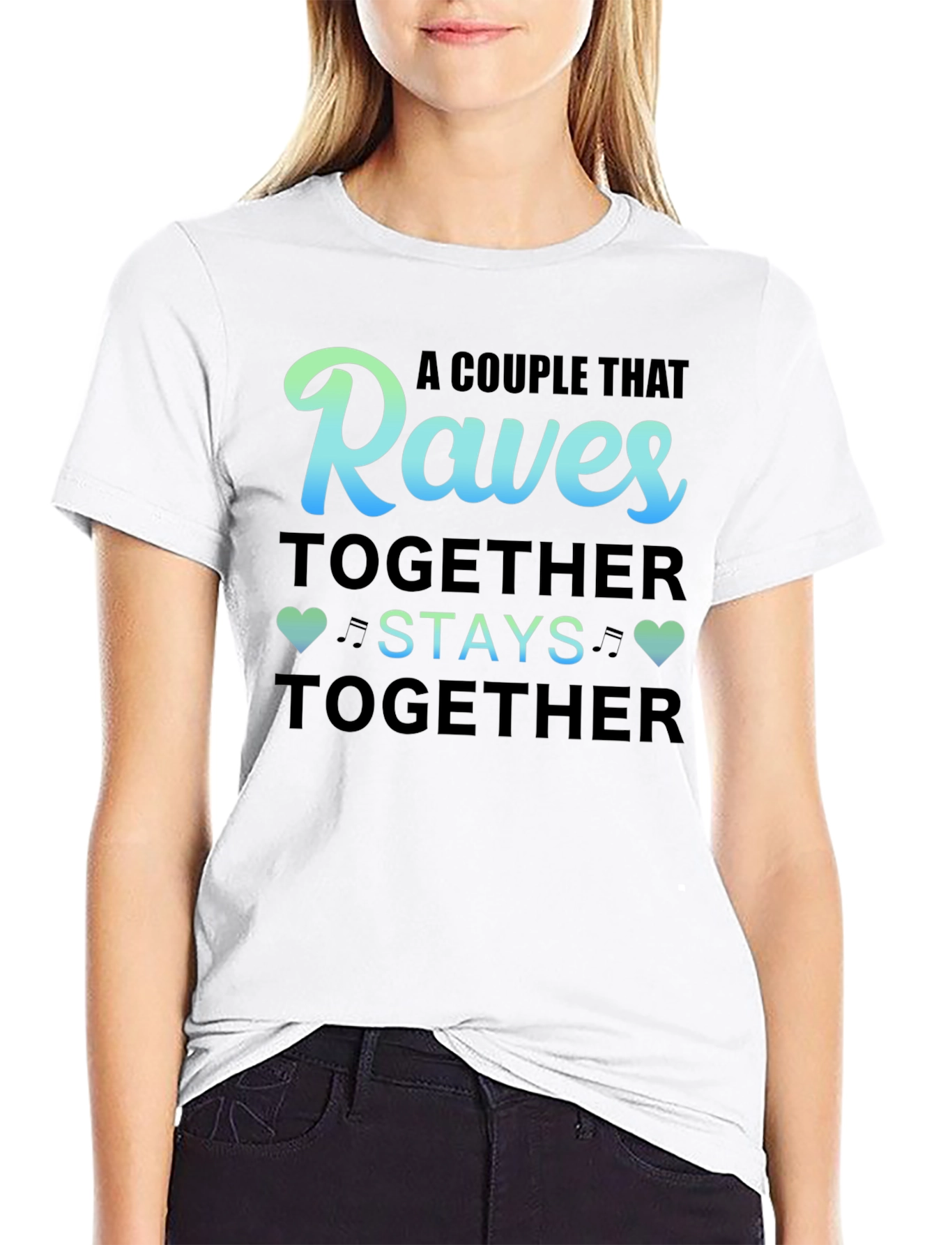 Black Raves Together Couple T-Shirt view 9