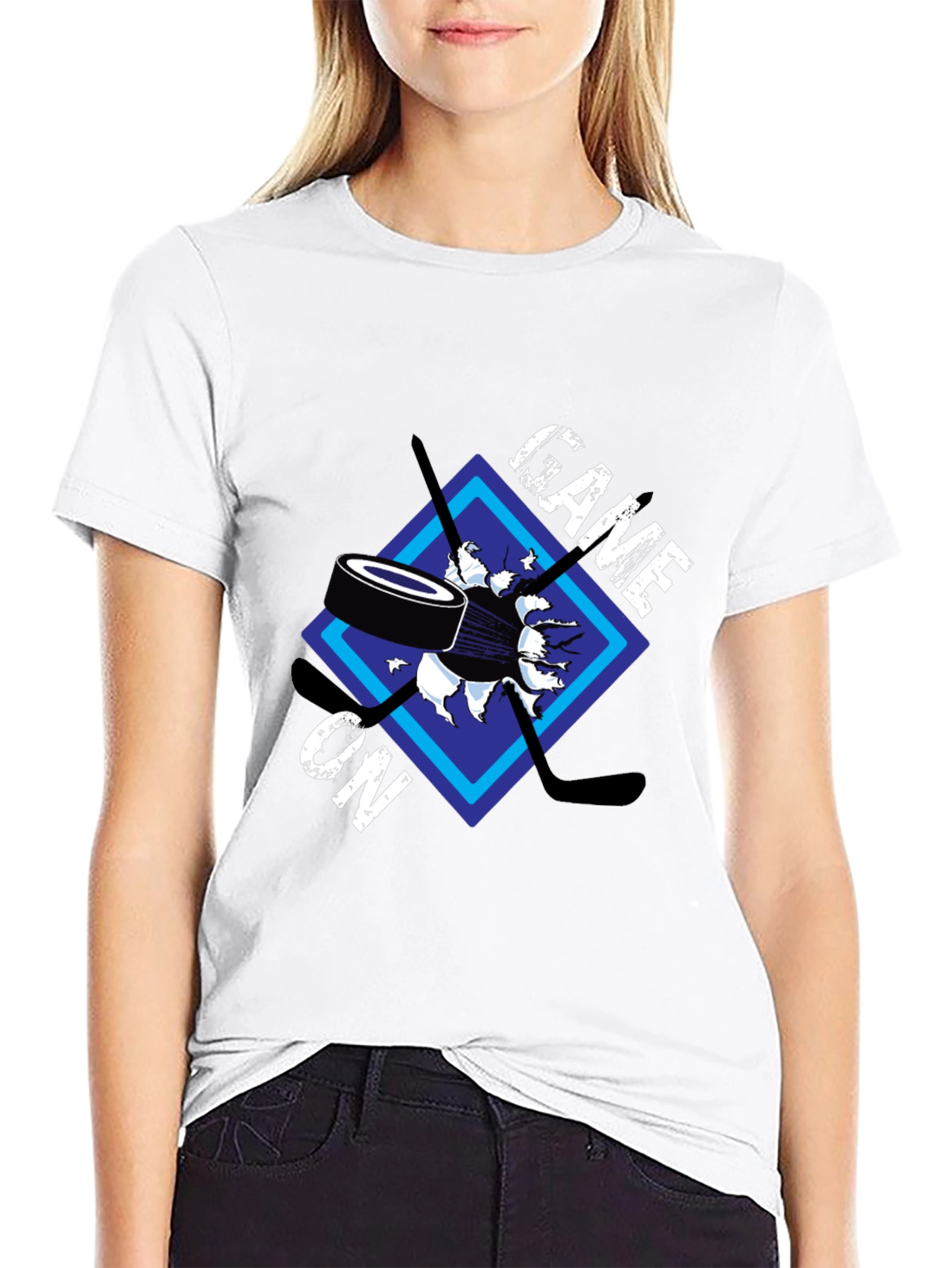 Black Game On Hockey Graphic T-Shirt view 9