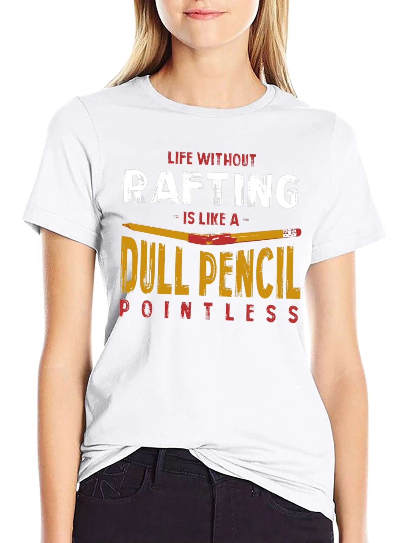Black Rafting T-Shirt: Life Without Rafting Dull Pencil view 9
