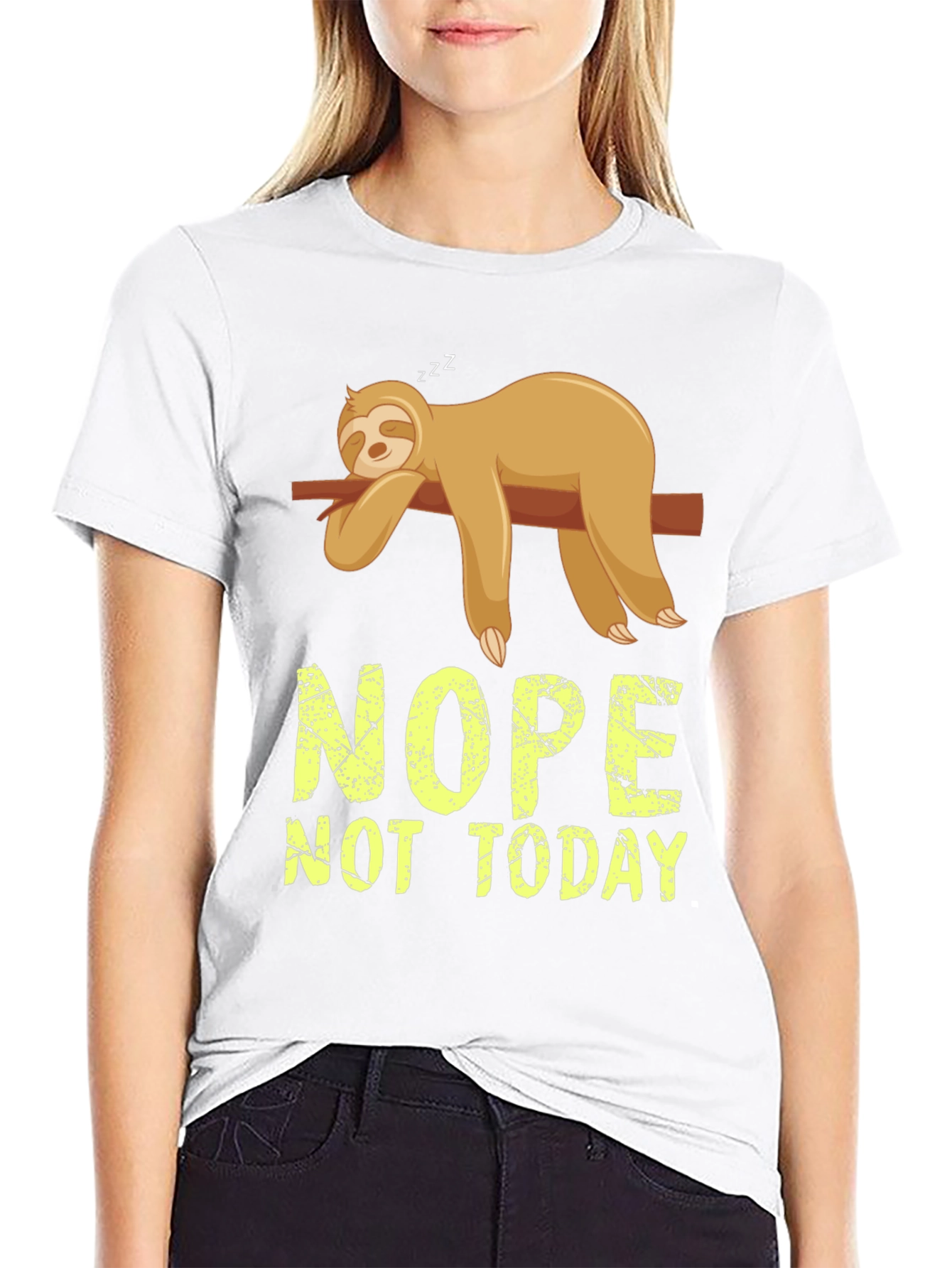 Black Nope Not Today Sloth Graphic T-Shirt view 9