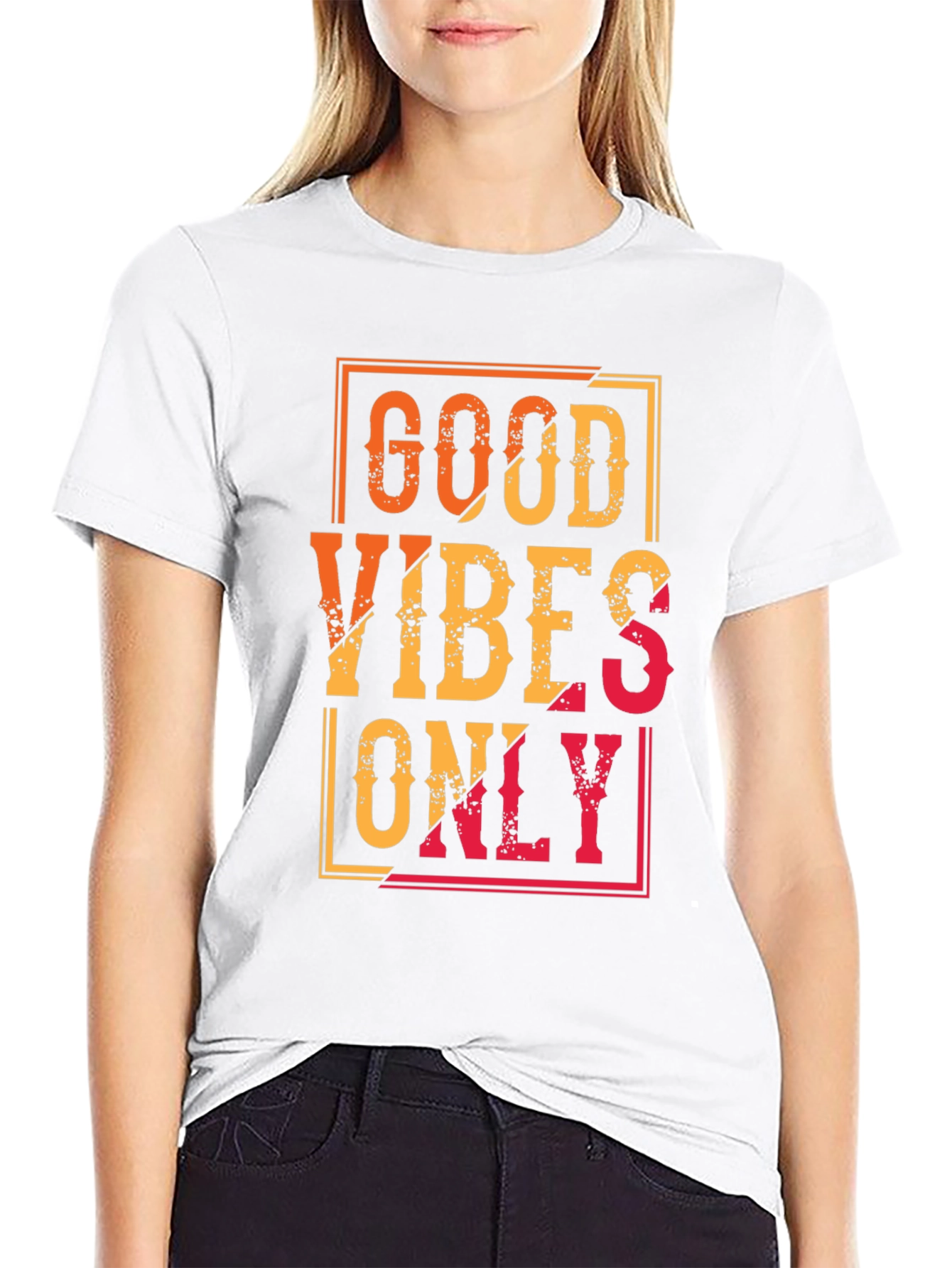 Black Good Vibes Only Graphic Tee - Black Casual T-Shirt view 9