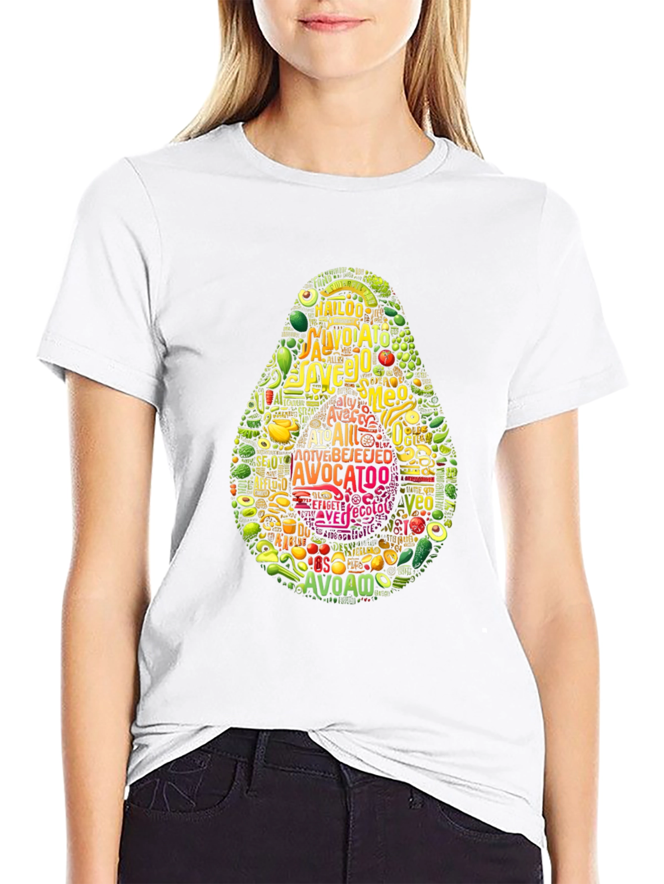 Black Avocado Typography Graphic Print T-Shirt view 9