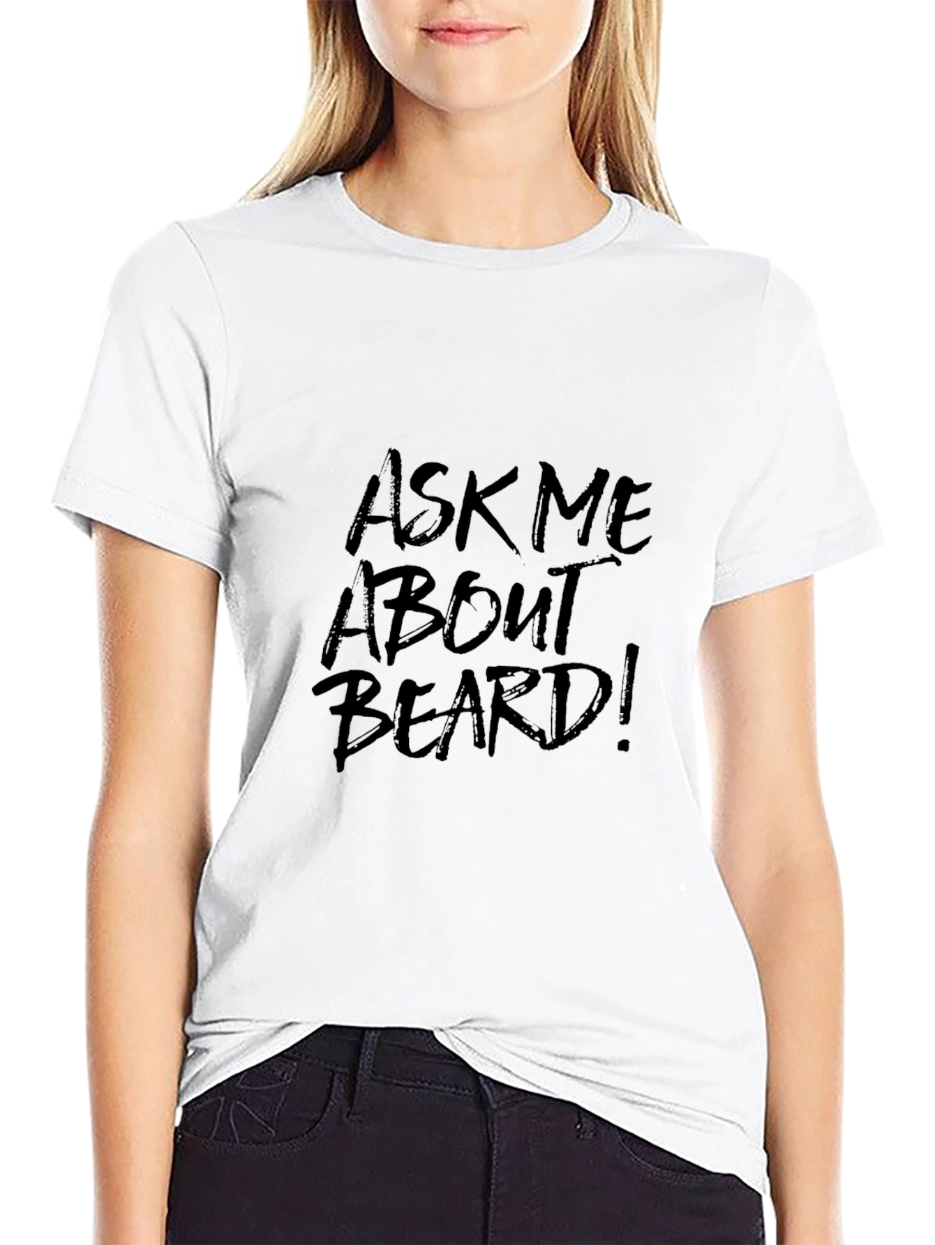 Black Ask Me About My Beard T-Shirt - Funny Men's Tee view 9