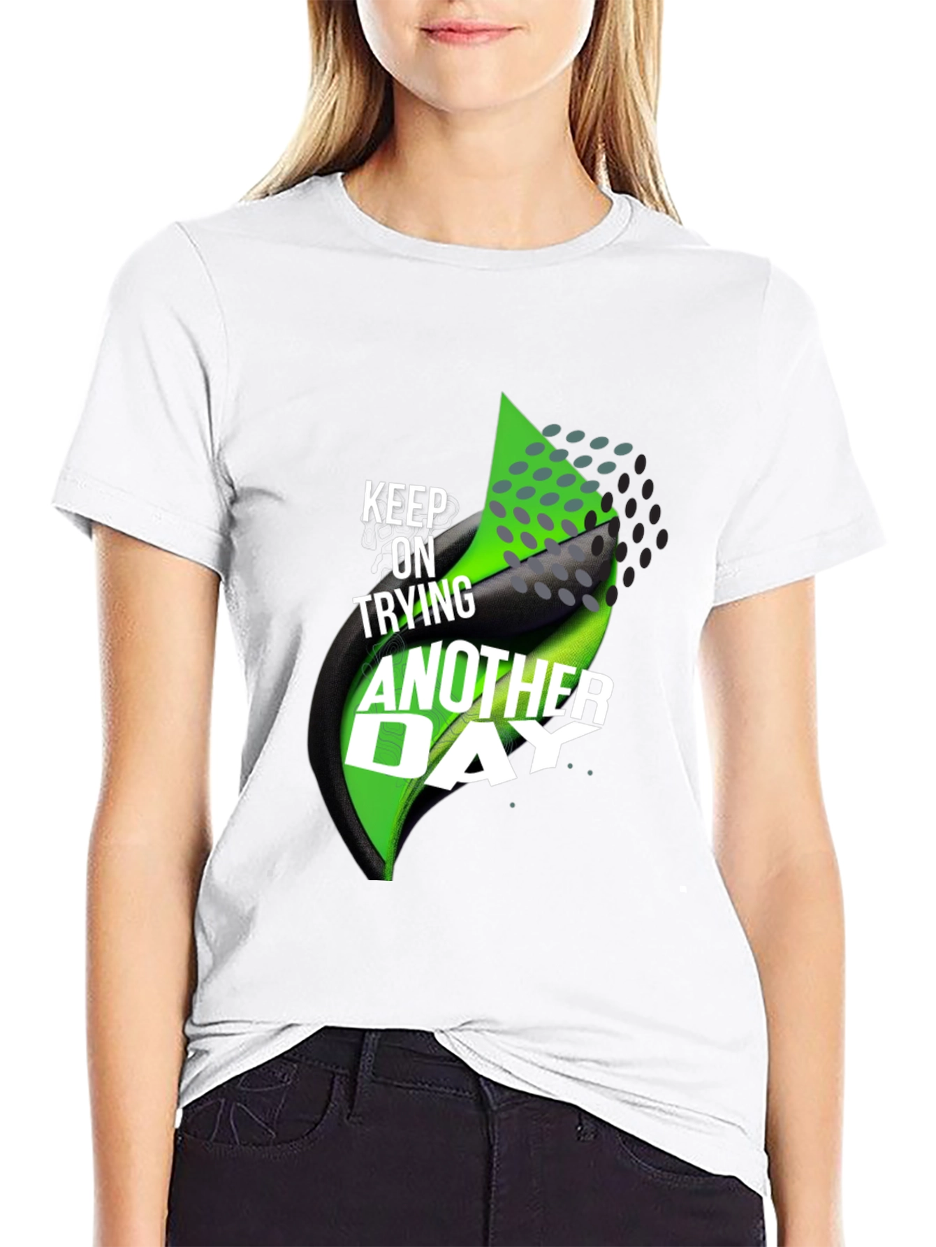 Black Motivational T-Shirt: Keep Trying Another Day view 9