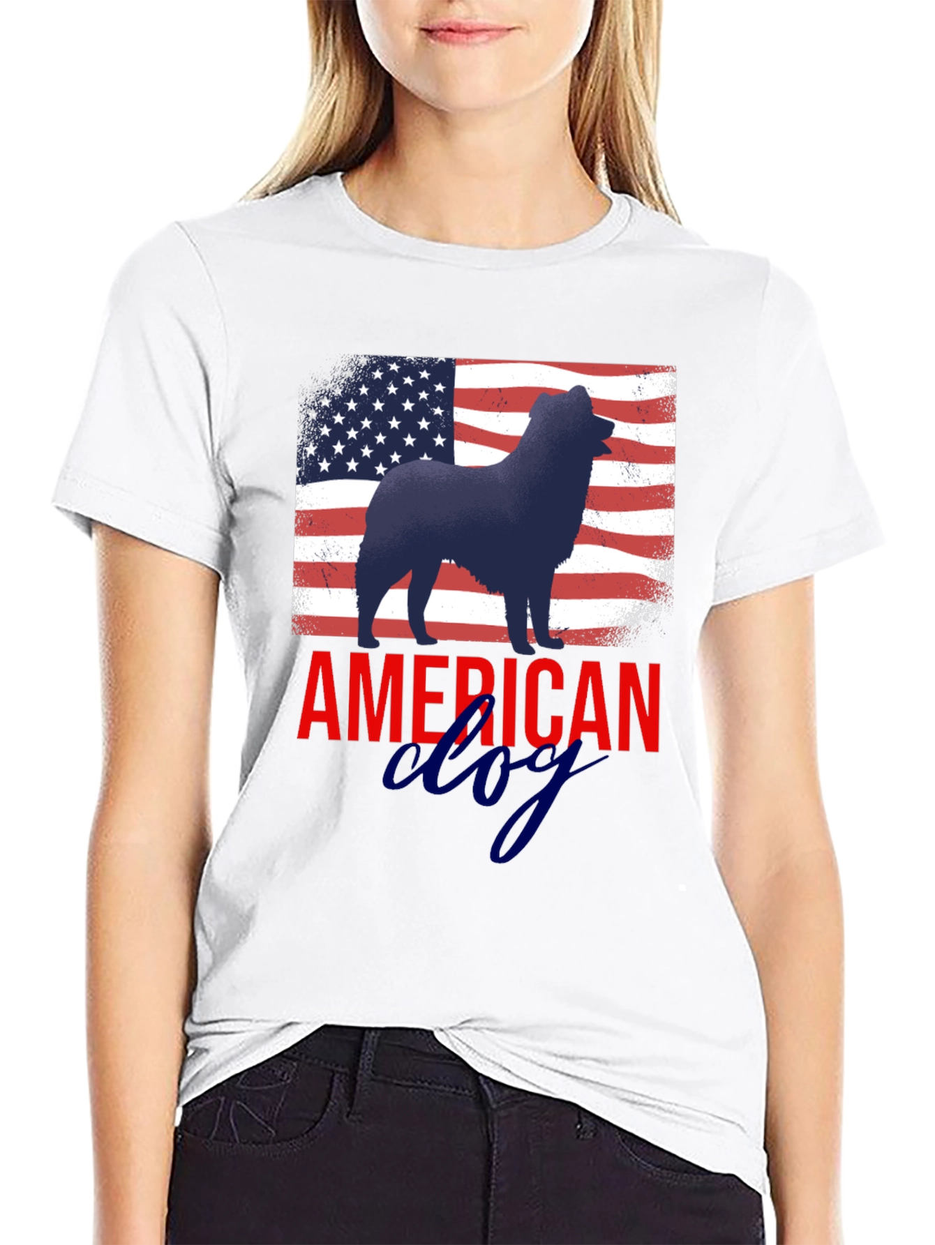 Black American Dog Patriotic T-Shirt view 9