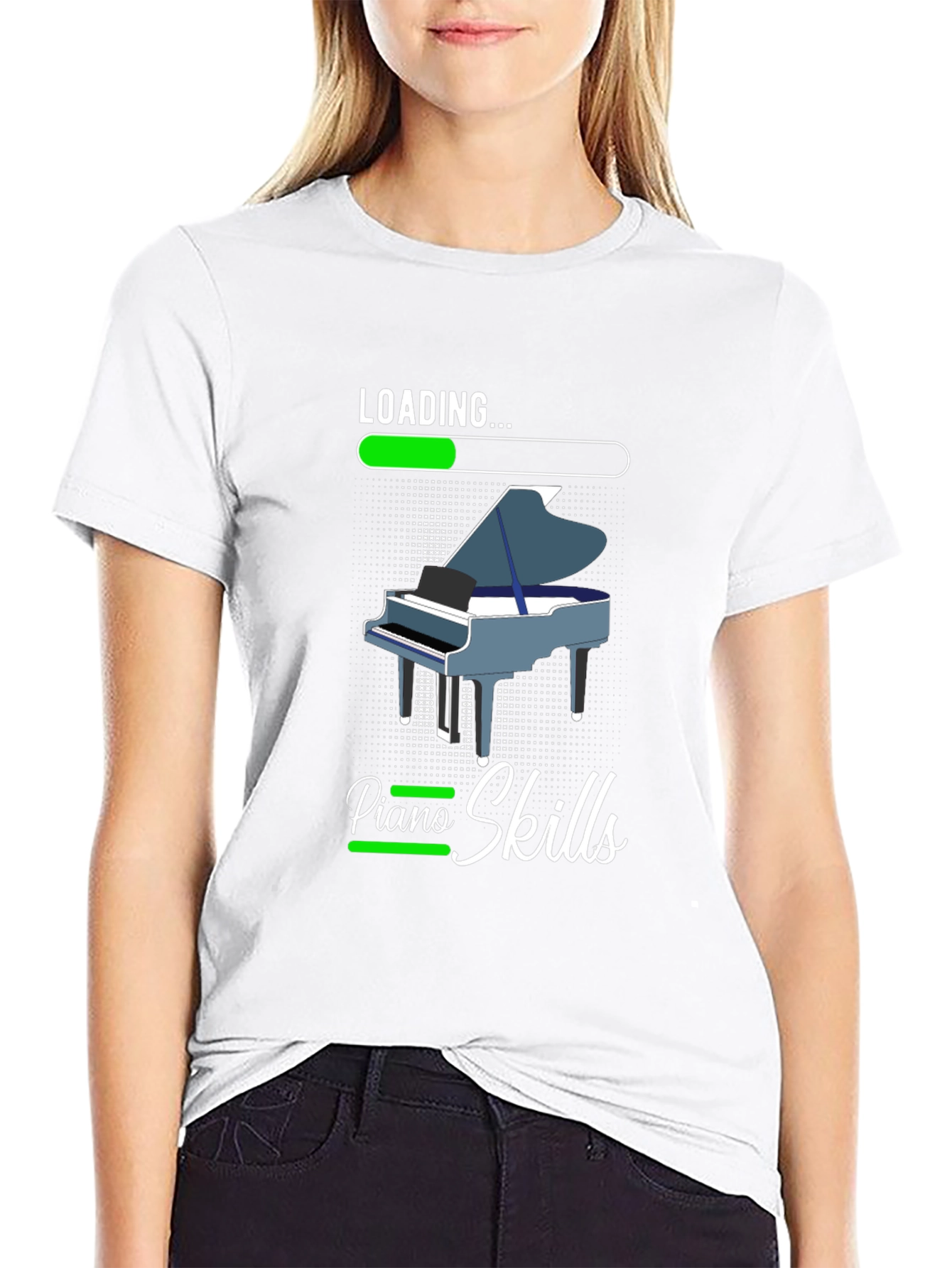Black Loading Piano Skills T-Shirt view 9