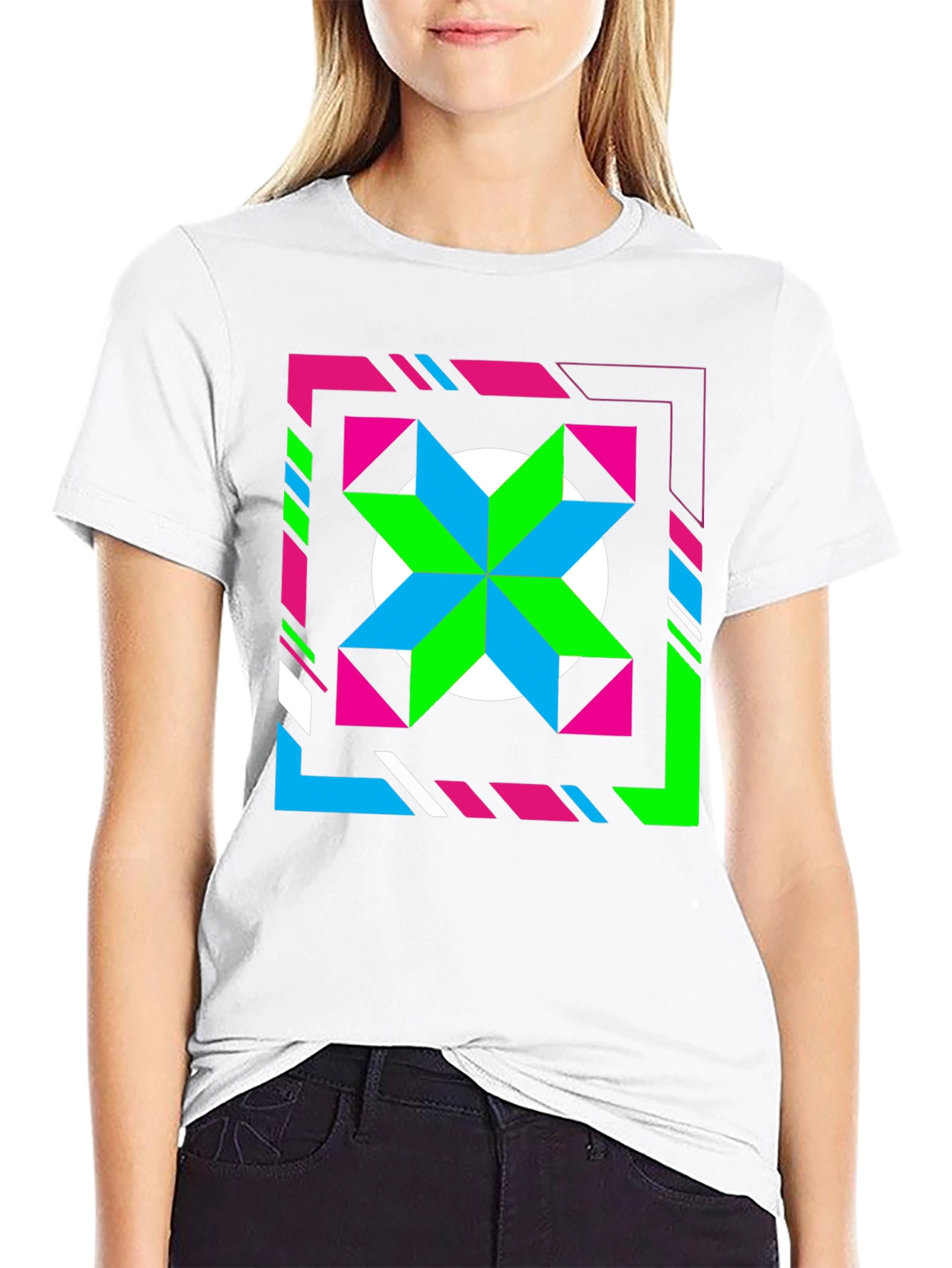Black Retro Geometric Star Graphic Tee - Black view 9