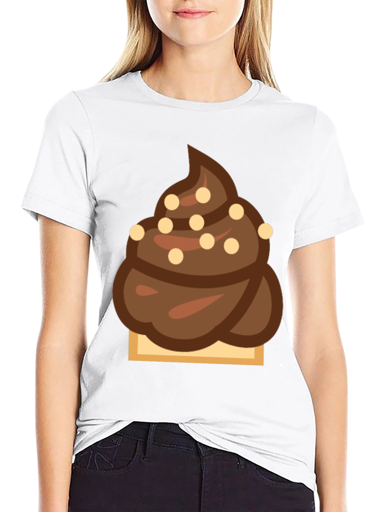 Black Novelty Chocolate Swirl Emoji T-Shirt view 9