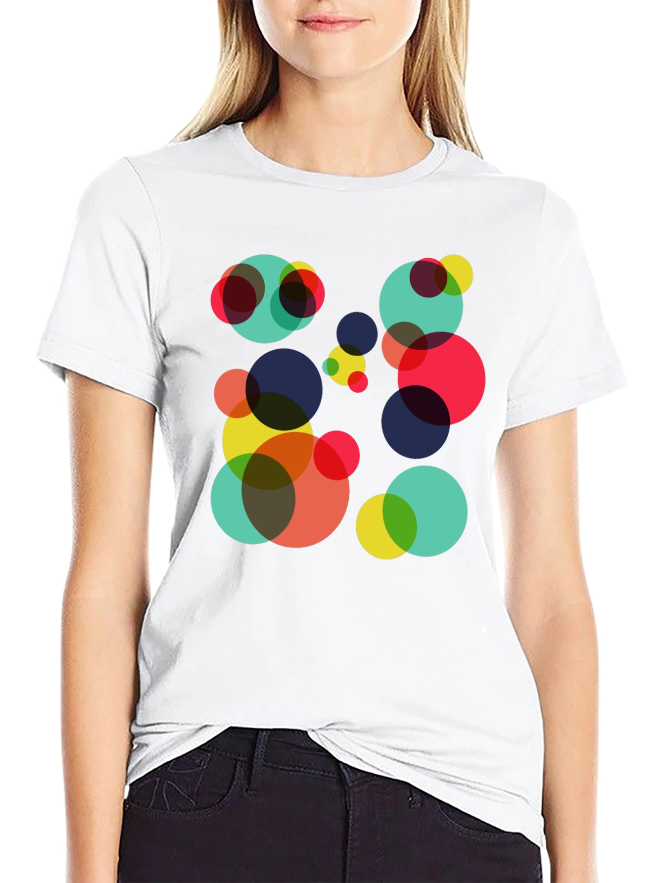 Black Abstract Circle Pattern Black T-Shirt view 9