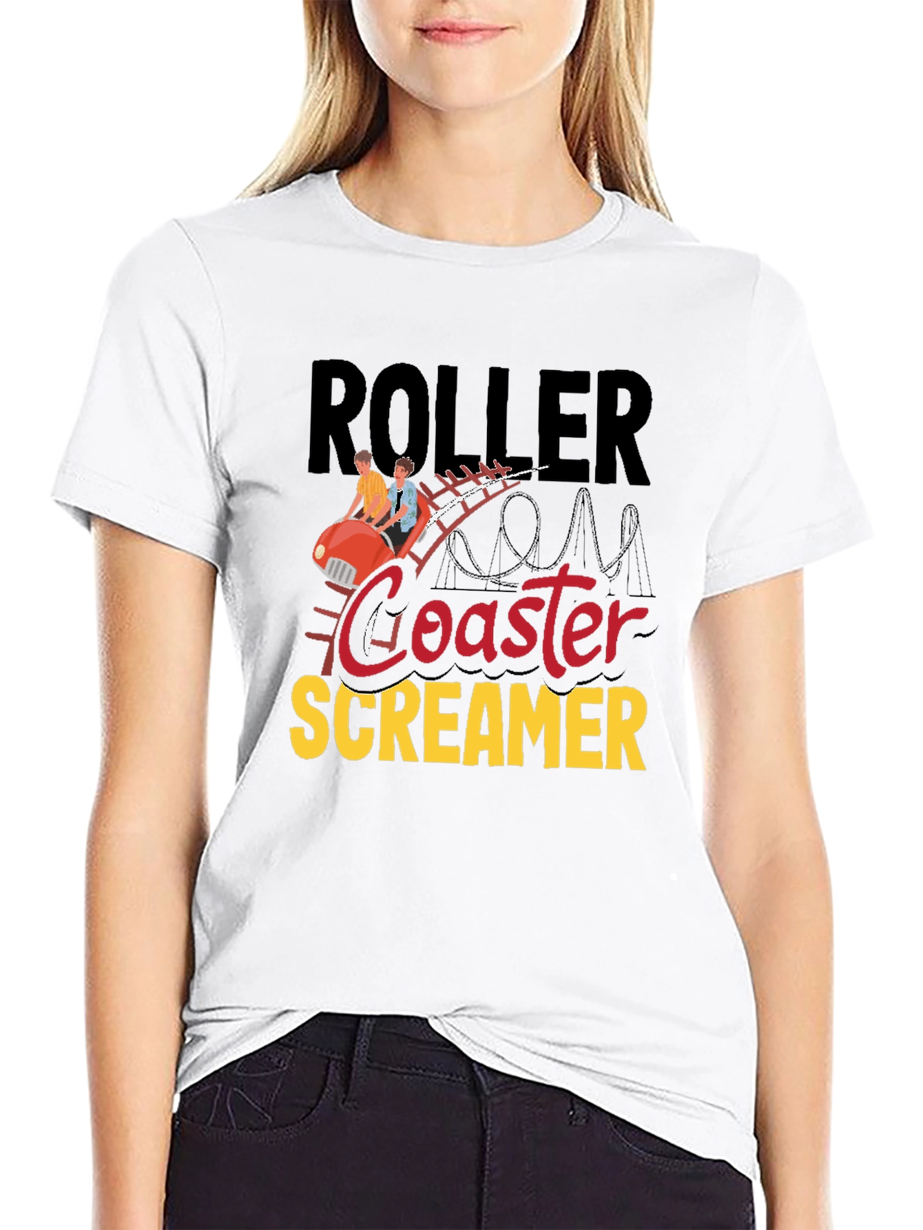 Black Roller Coaster Screamer Graphic Tee - Black view 9