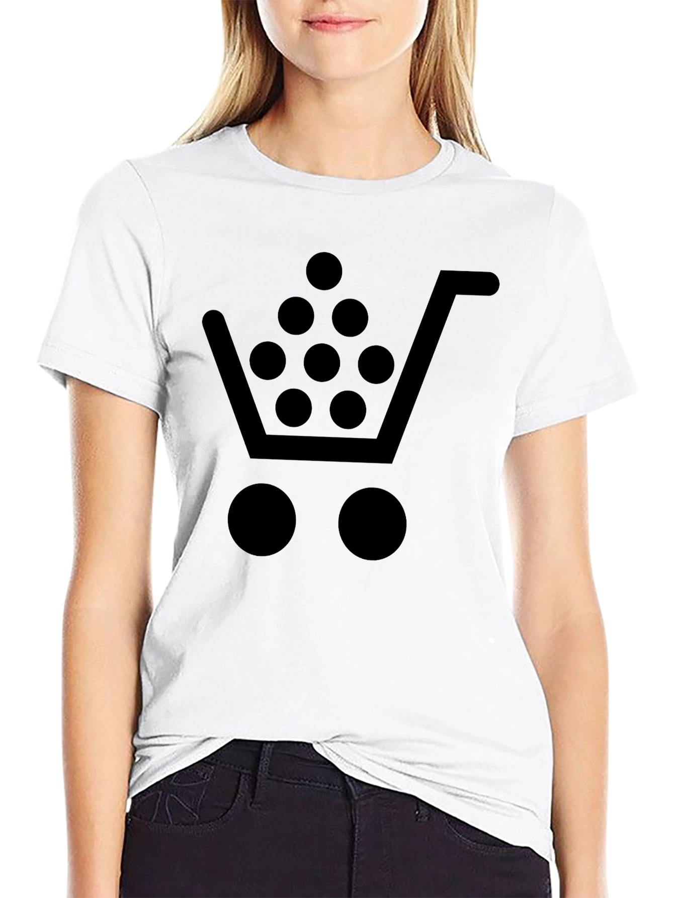 Black Shopping Cart T-Shirt - Cool Black Tee view 9