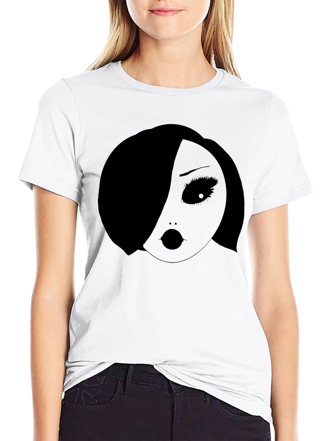 Black Gothic Graphic Tee - Dark Anime Doll Design view 9