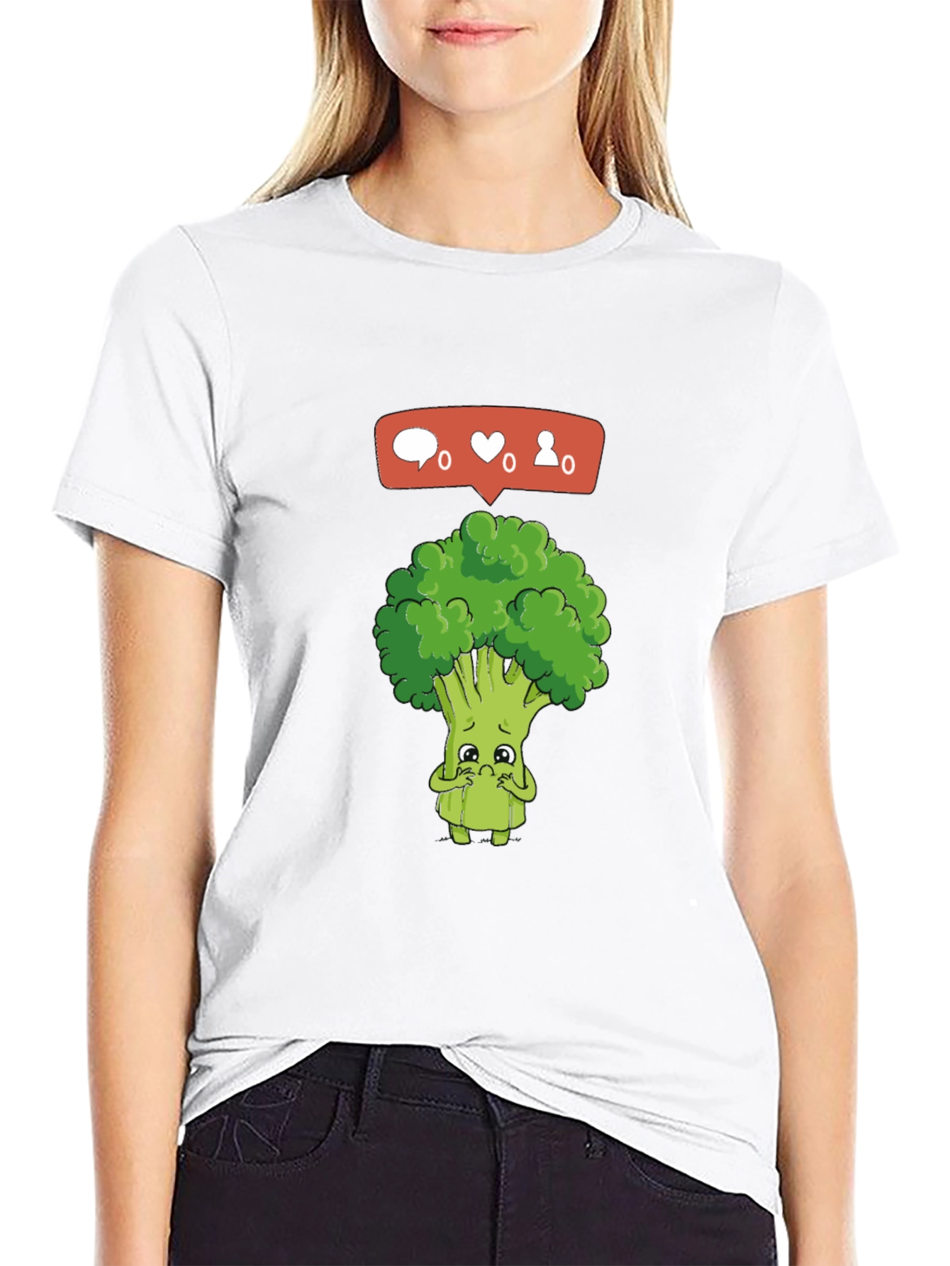 Black Sad Broccoli Graphic T-Shirt - Black view 9