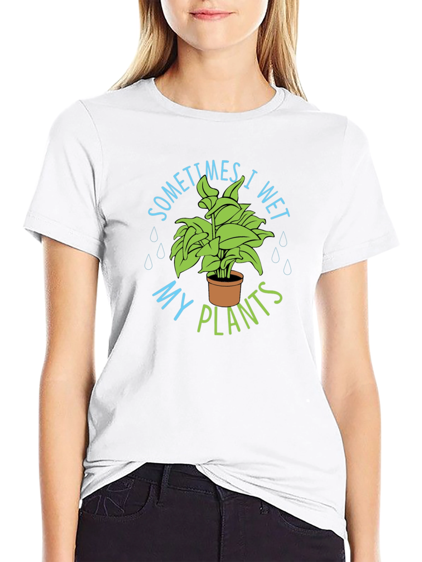Black Sometimes I Wet My Plants T-Shirt view 9