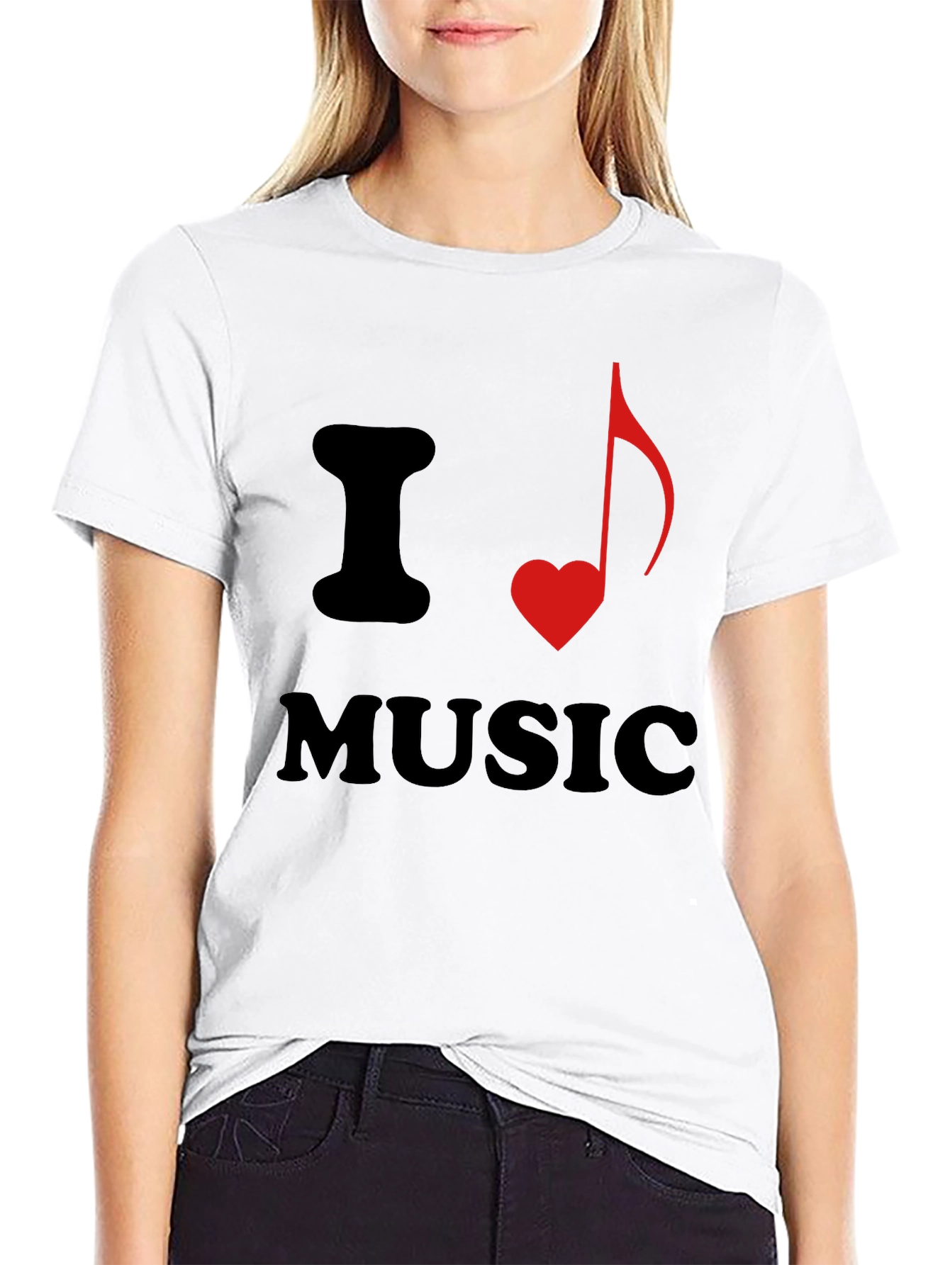 Black I Heart Music Graphic Tee - Stylish Black T-Shirt view 9