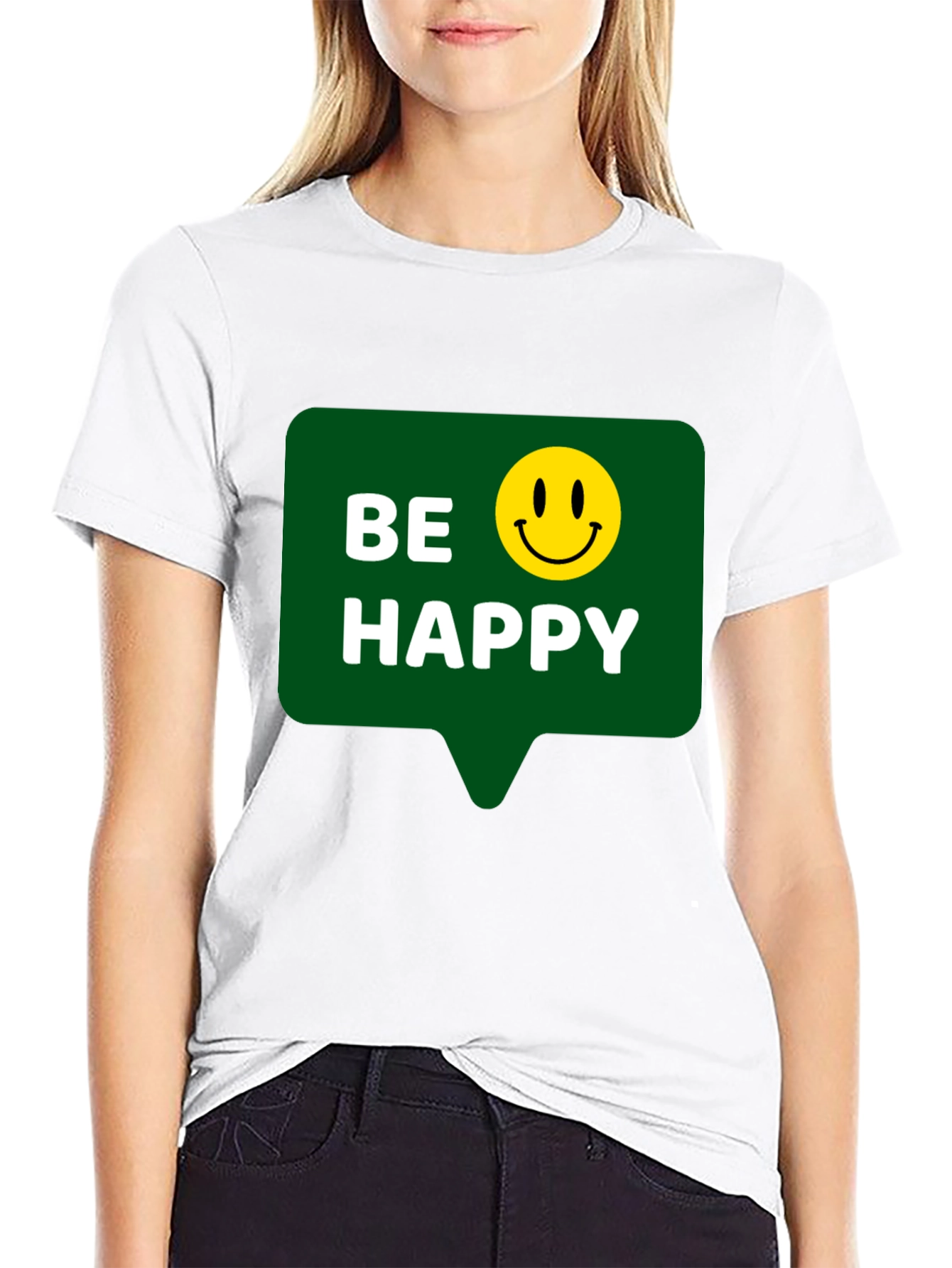 Black Be Happy T-Shirt - Positive Vibes - Everyday Wear view 9