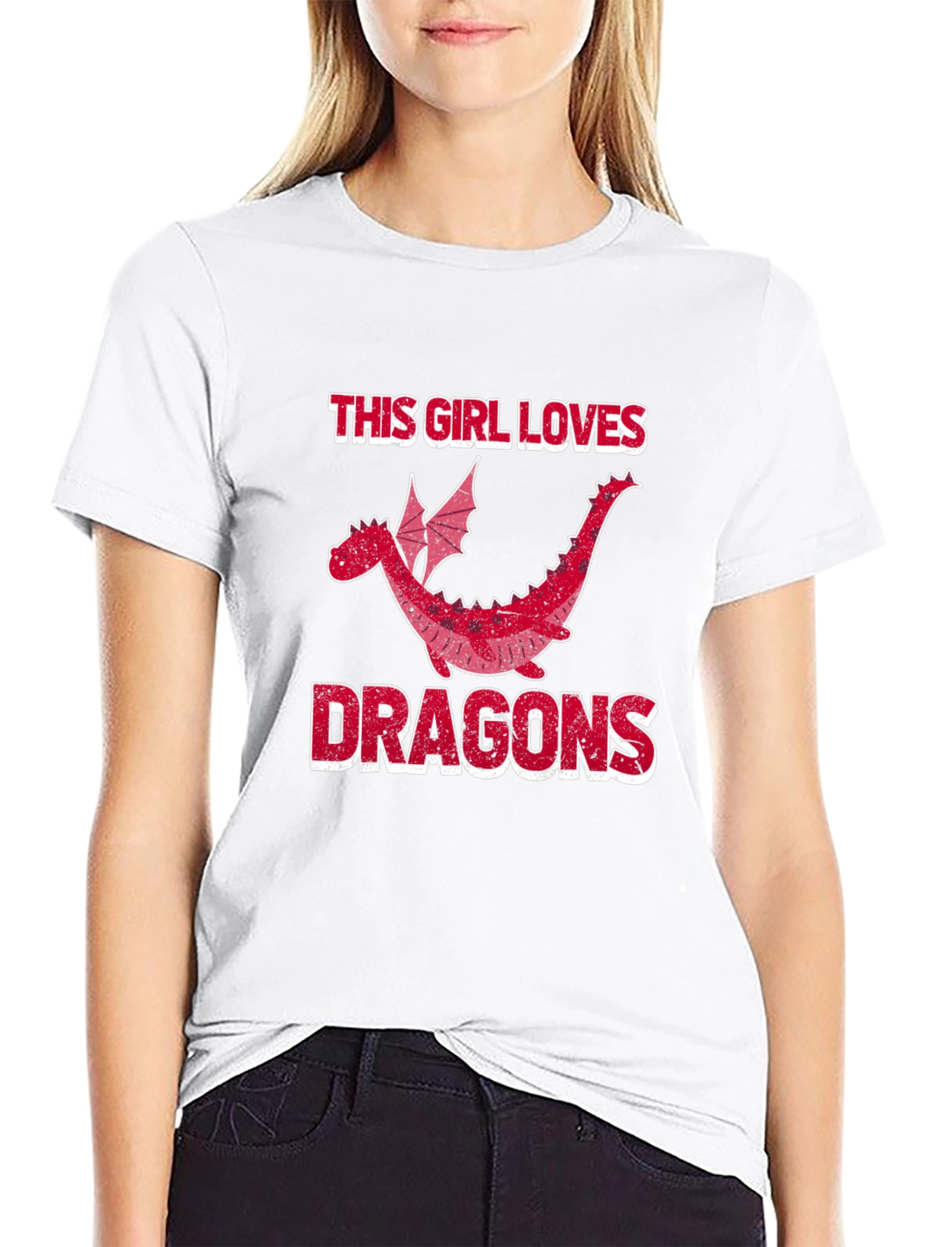 Black This Girl Loves Dragons T-Shirt - Black Graphic Tee view 9