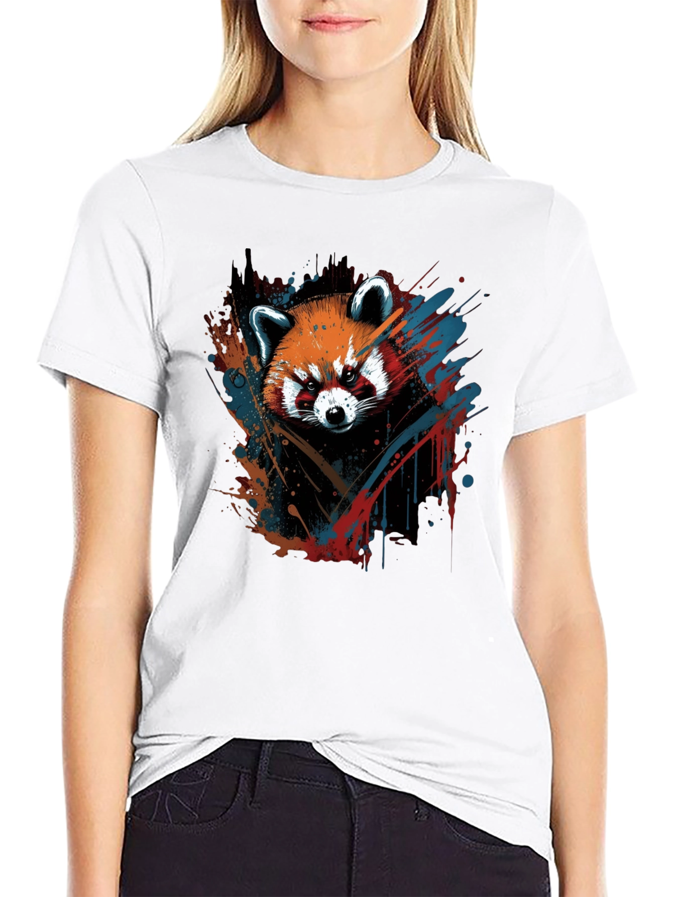 Black Red Panda Graphic Tee - Men's Black T-Shirt view 9