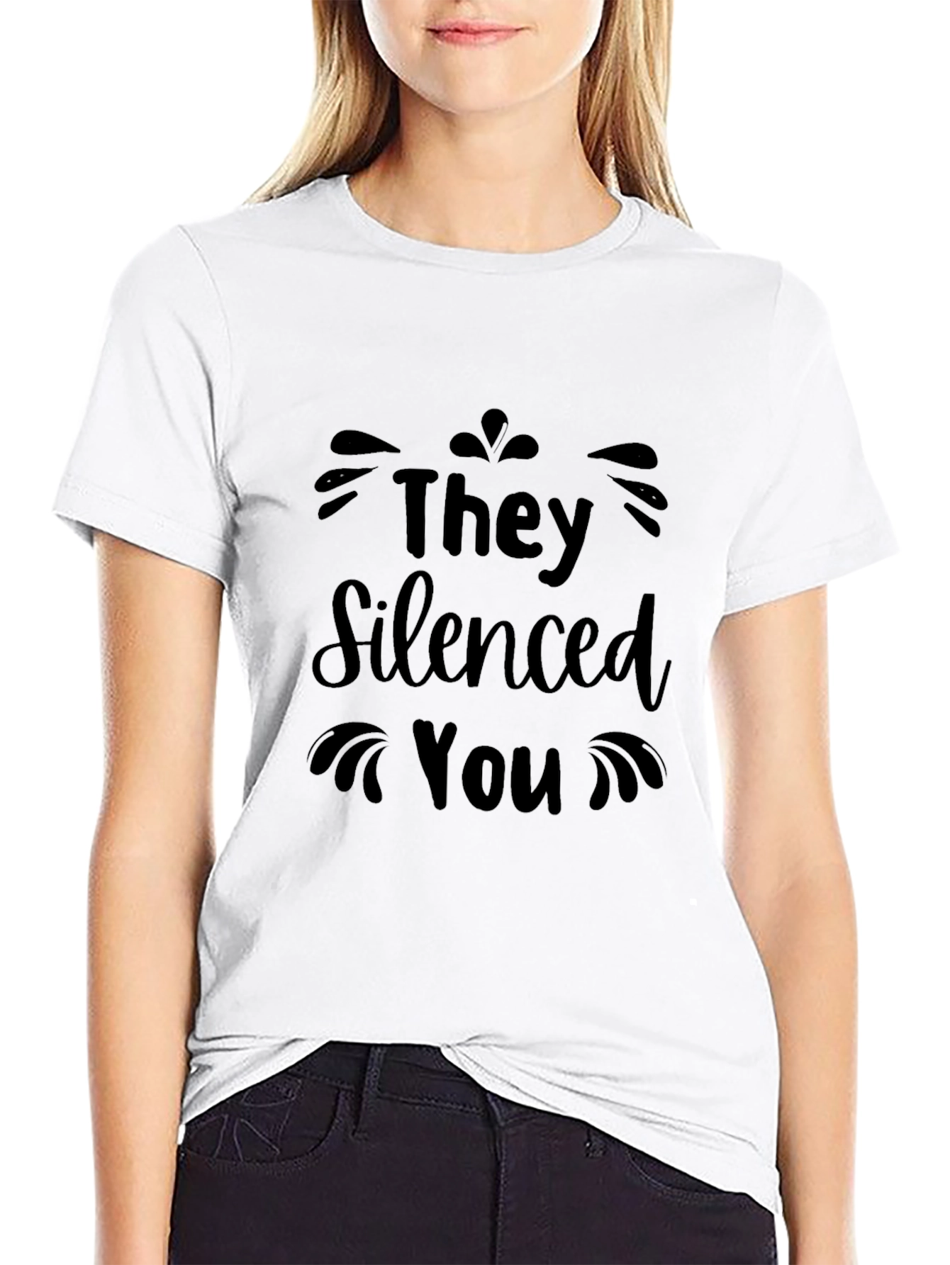 Black They Silenced You Graphic Tee - Black Casual T-Shirt view 9
