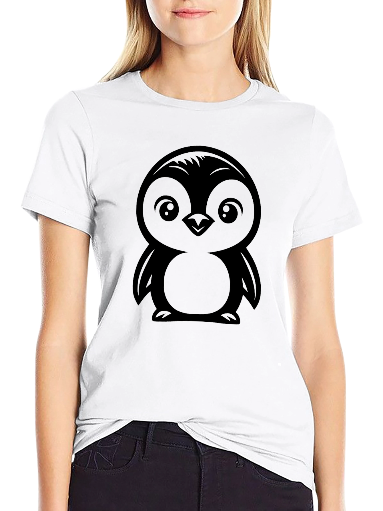 Black Cute Penguin Graphic Tee - Black view 9