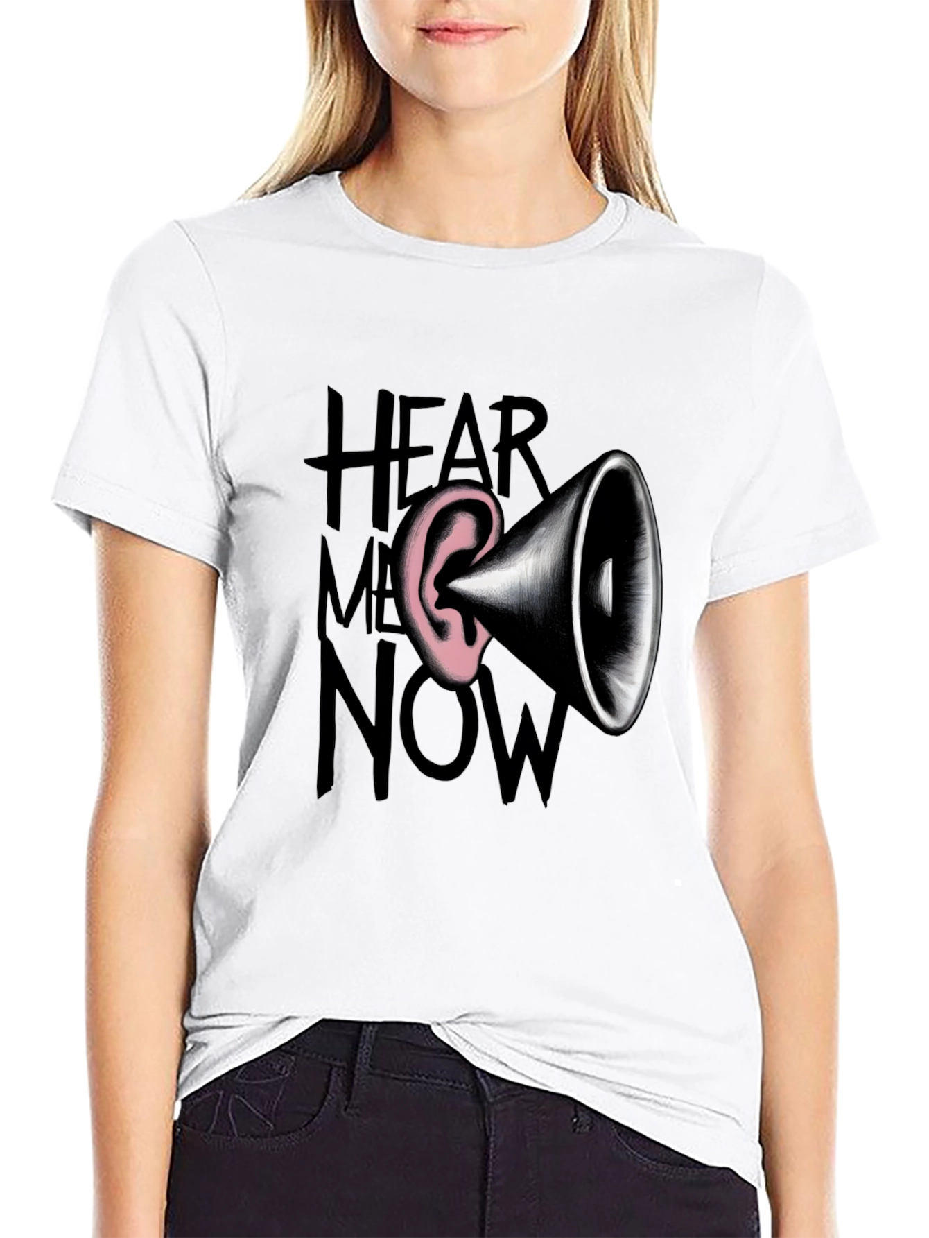 Black Hear Me Now Graphic Tee - Bold Statement Shirt view 9