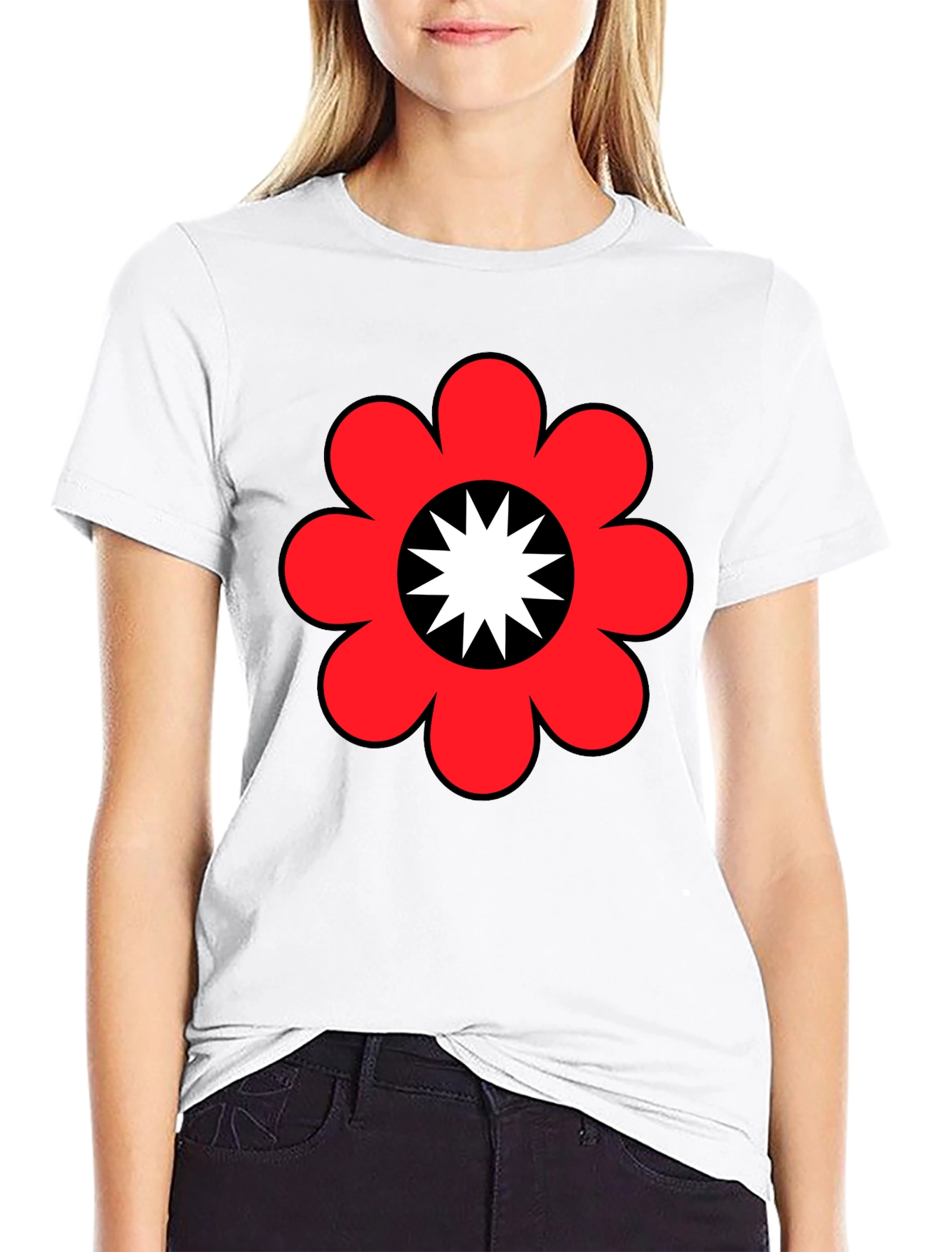 Black Retro Flower Power Graphic Tee - Black view 9