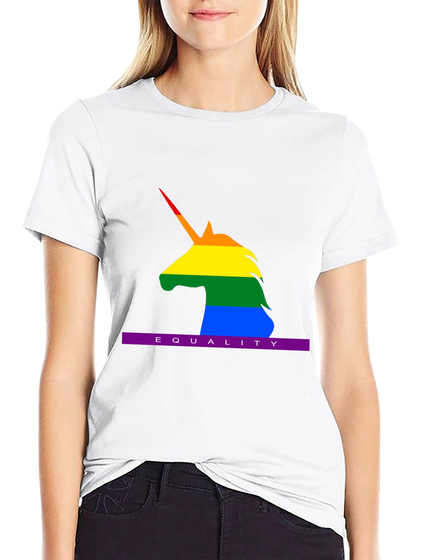 Black Equality Rainbow Unicorn T-Shirt - Pride LGBT view 9