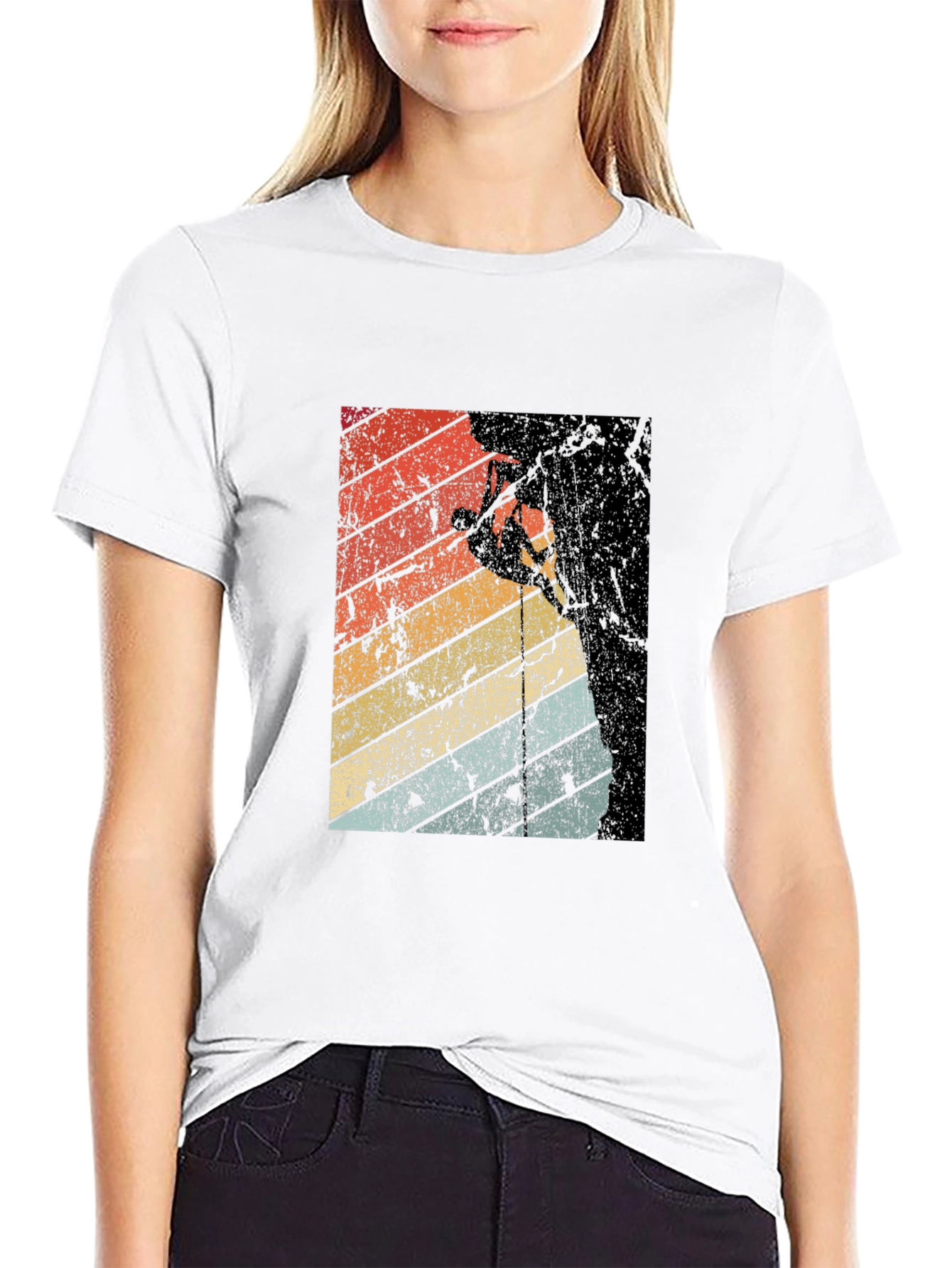 Black Retro Rock Climbing Graphic Tee - Black view 9