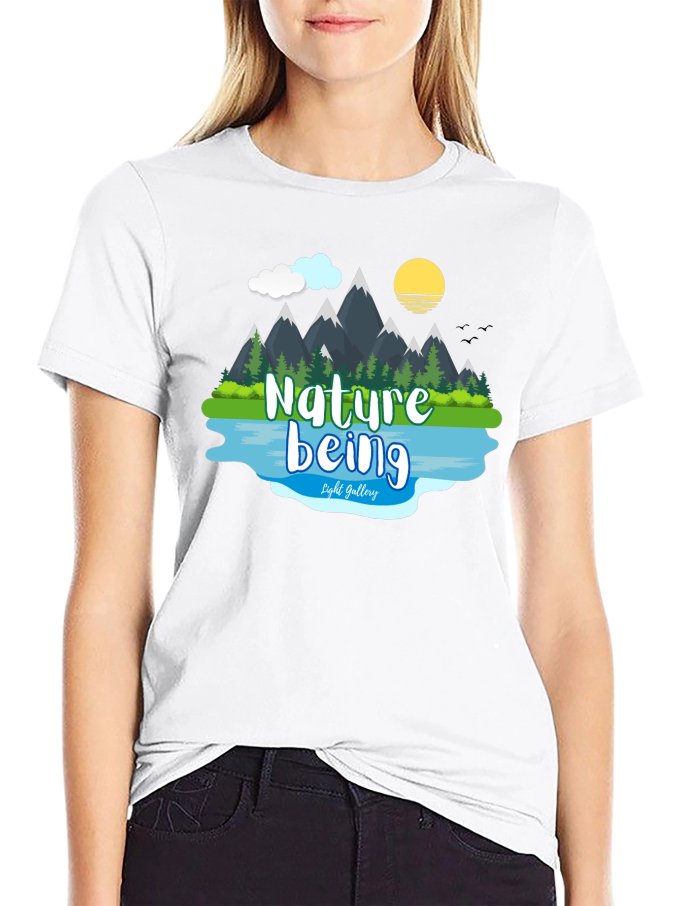 Black Nature Being Graphic T-Shirt view 9