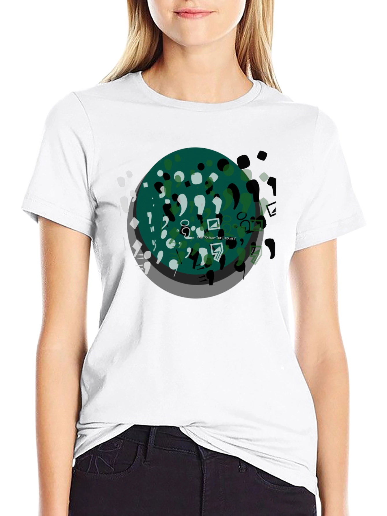 Black Abstract Art Graphic Tee - Black Casual T-Shirt view 9