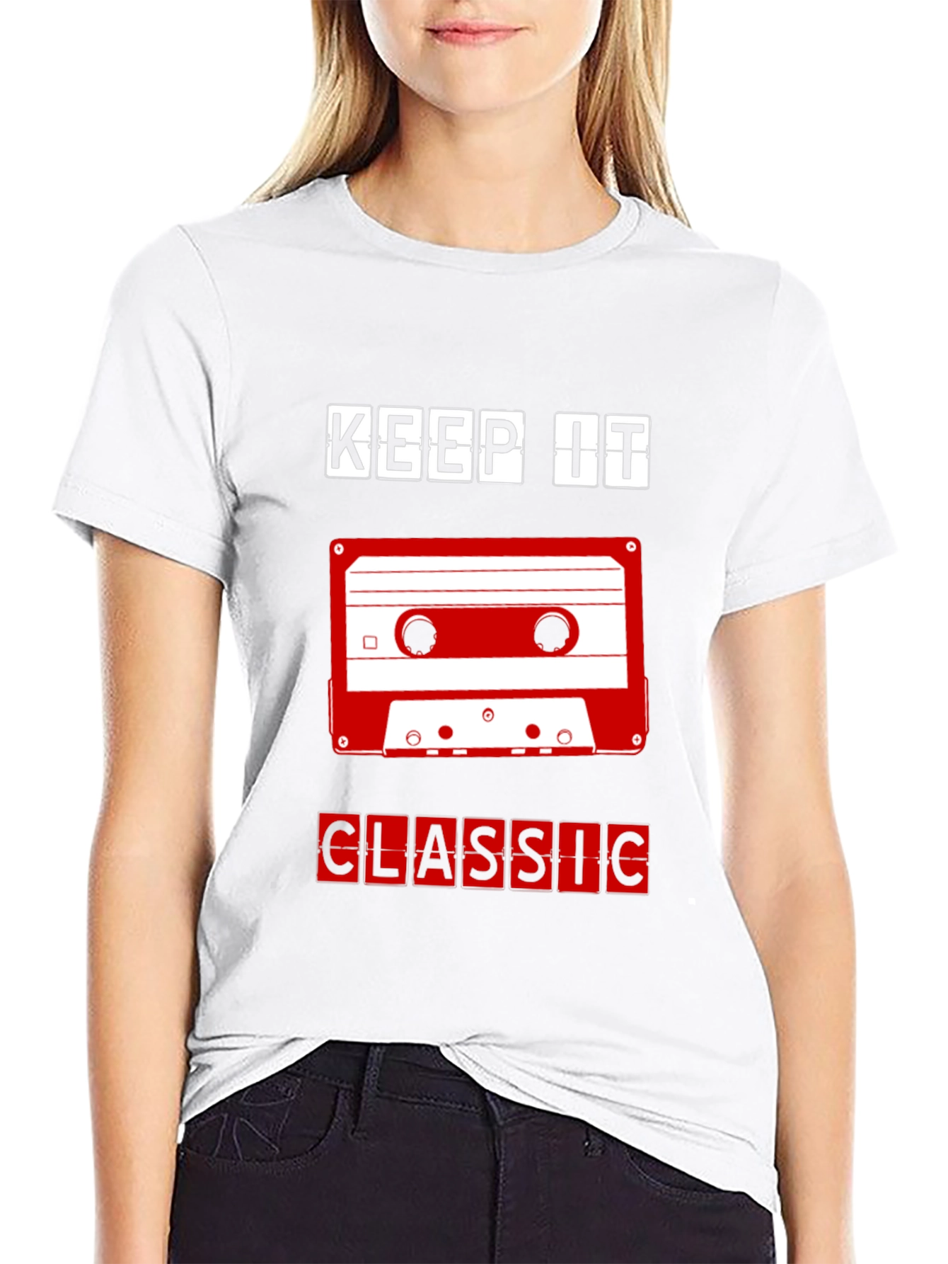Black Keep It Classic Retro Cassette Tape T-Shirt view 9