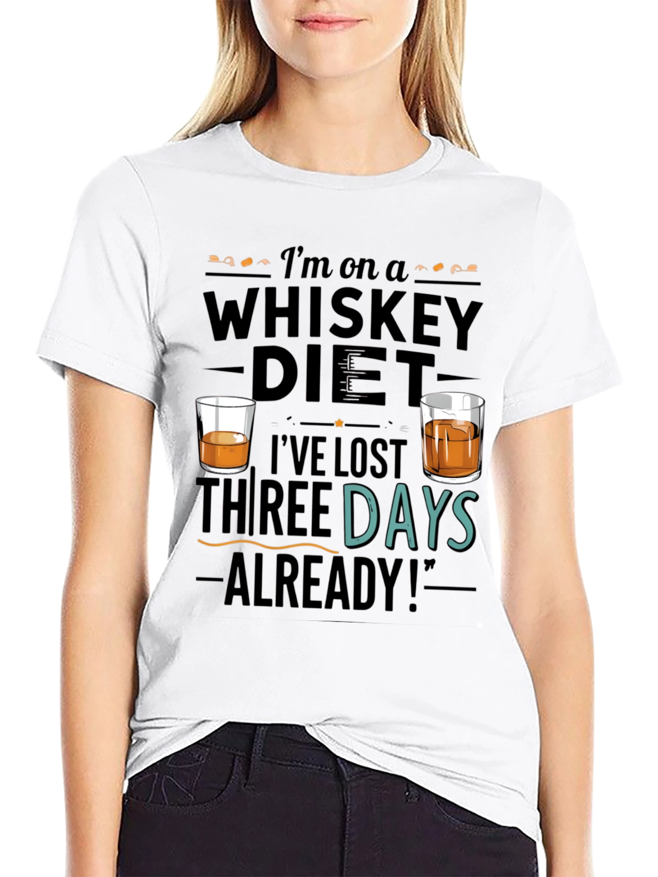Black Whiskey Diet Funny Graphic T-Shirt view 9
