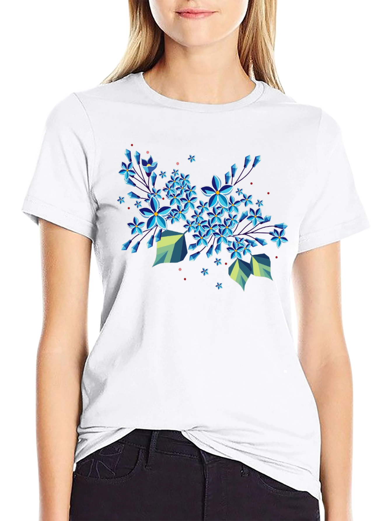 Black Floral Burst Graphic Tee - Modern Geometric Design view 9