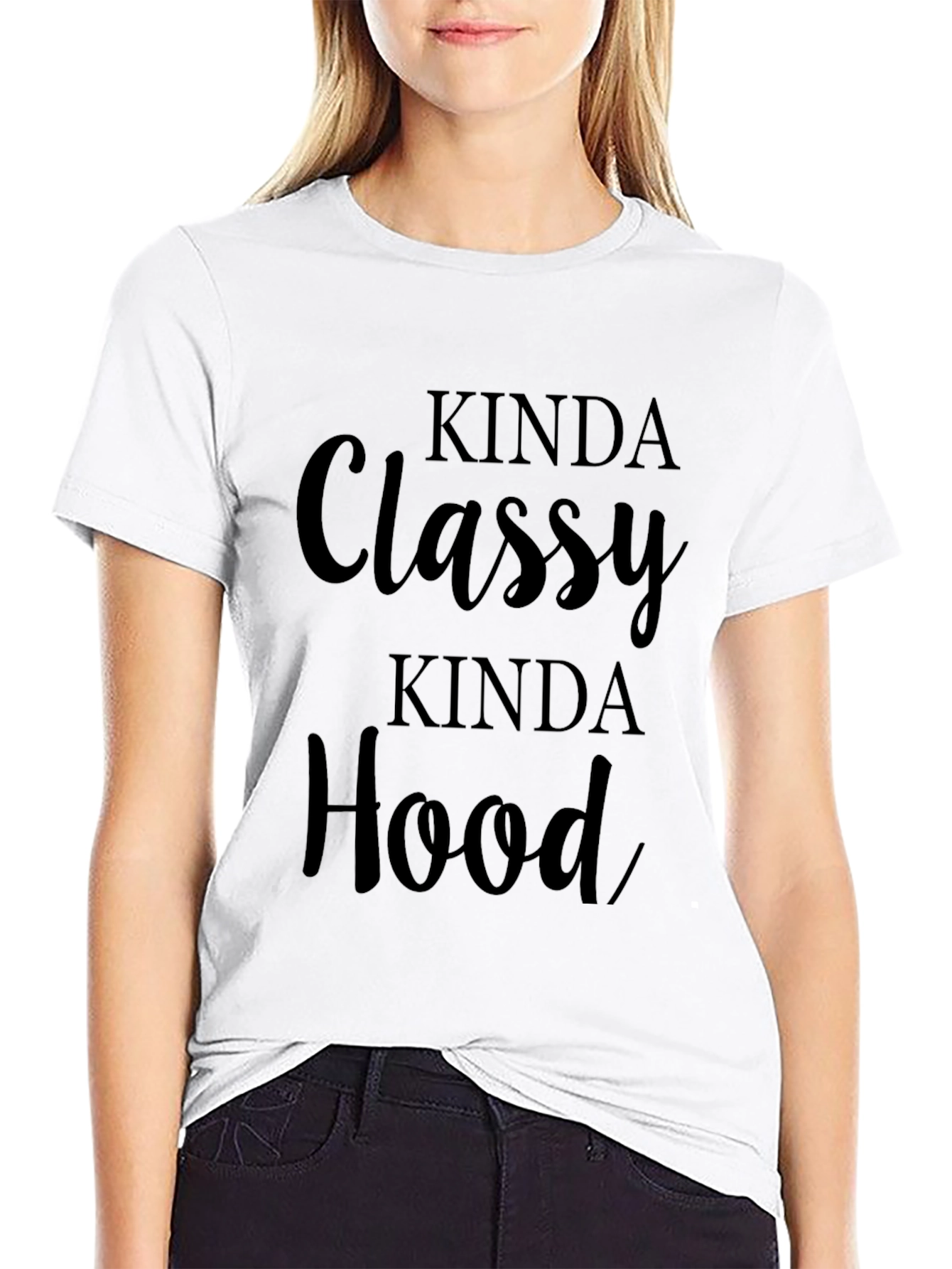 Black Kinda Classy Kinda Hood Black Graphic T-Shirt view 9