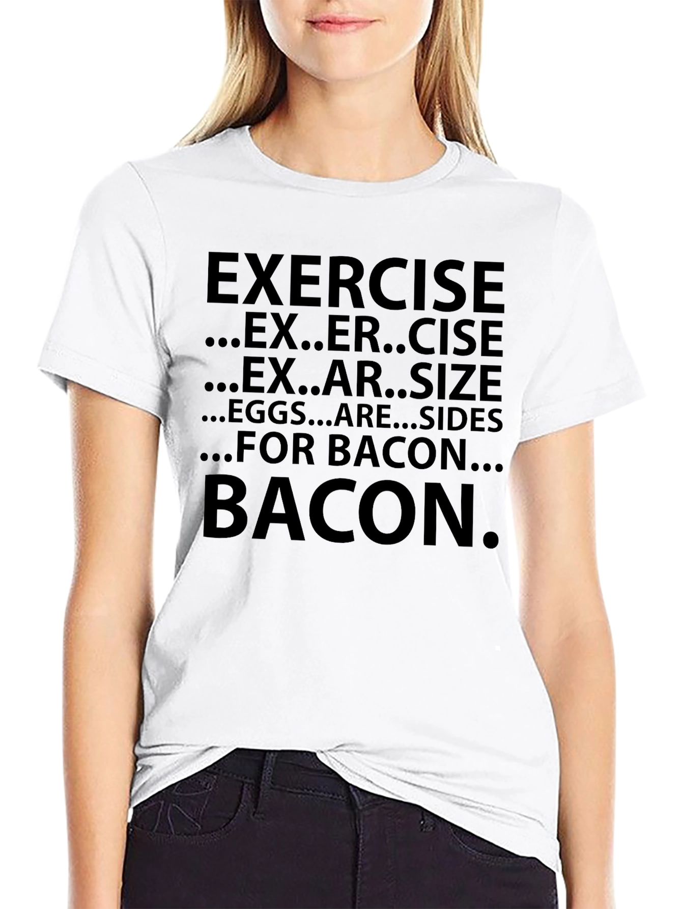 Black Exercise for Bacon Funny Men's T-Shirt view 9