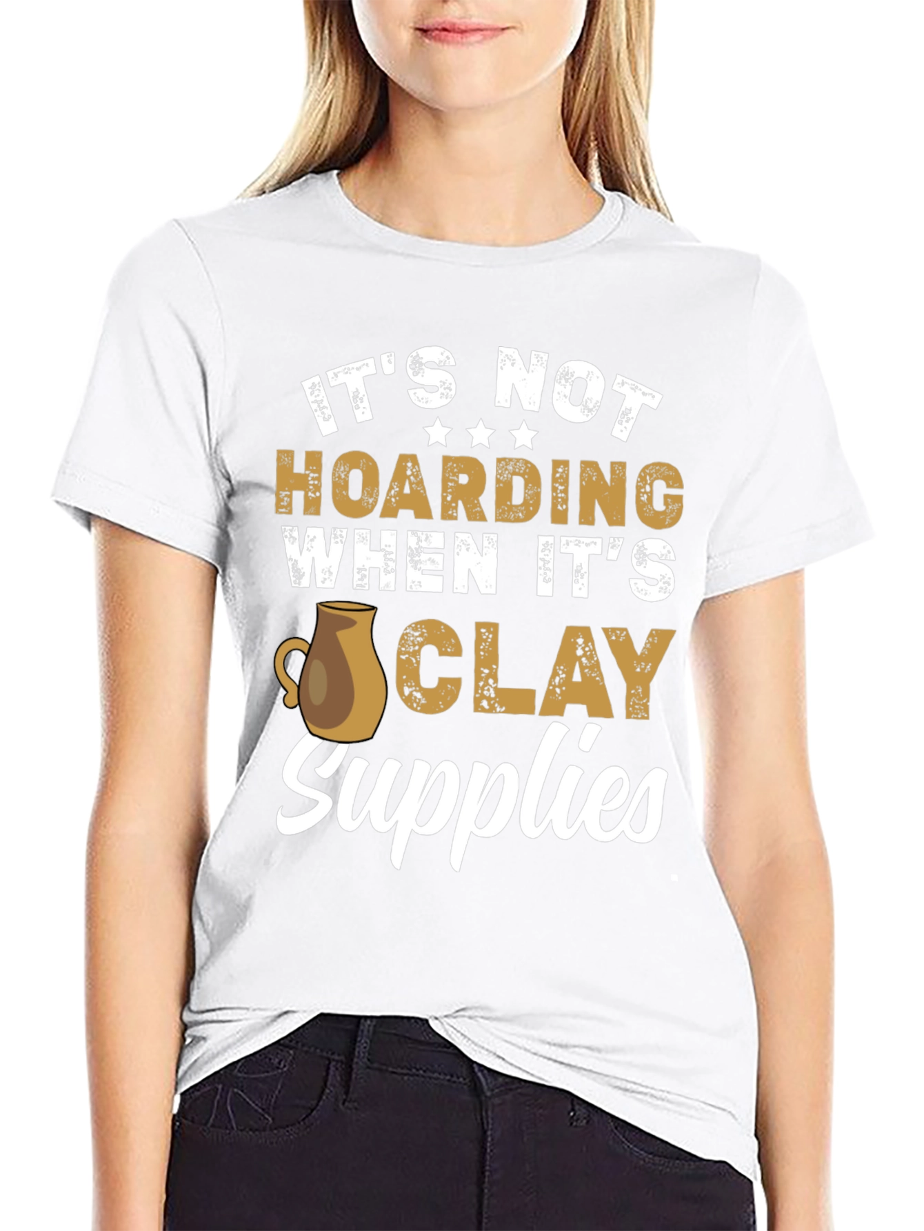 Black Funny Pottery T-Shirt - It's Not Hoarding Clay Supplies view 9