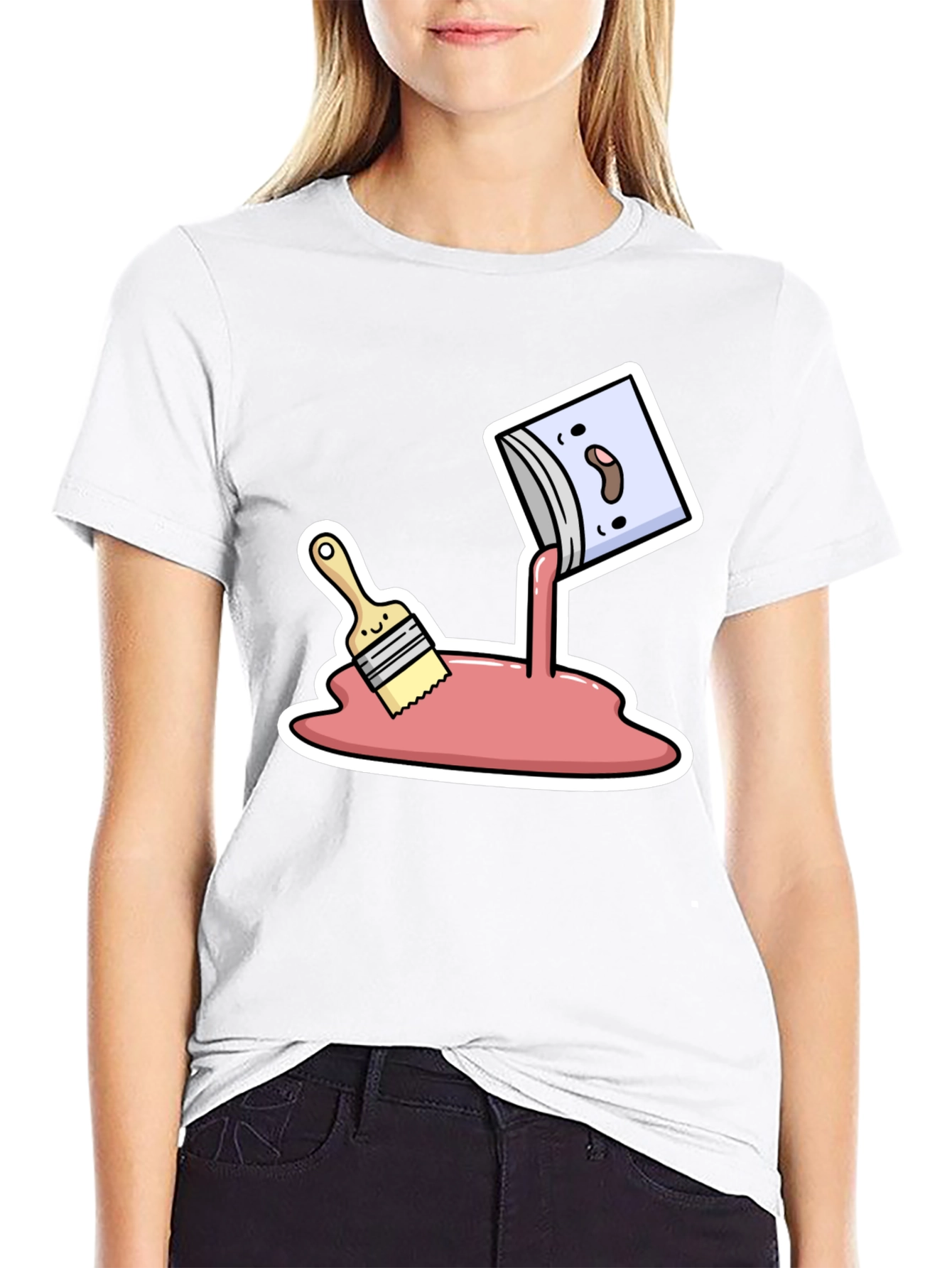 Black Cartoon Paint Spill T-Shirt view 9