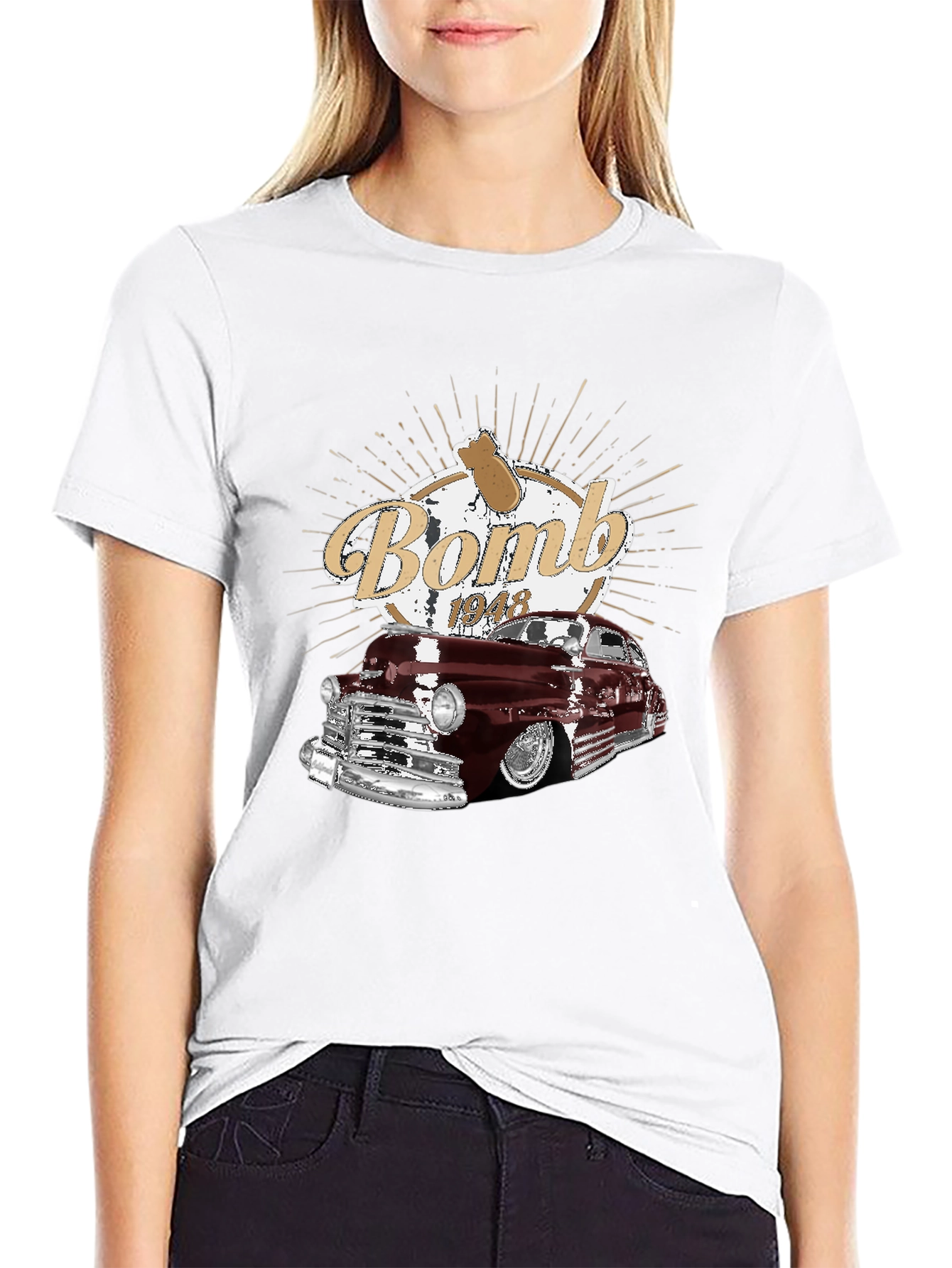 Black Bomb 1948 Car Graphic T-Shirt view 9