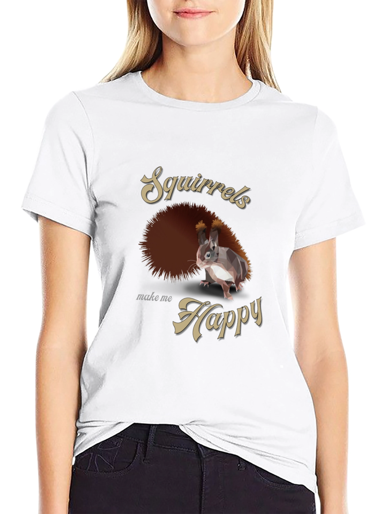 Black Squirrels Make Me Happy Graphic Tee - Casual Black T-Shirt view 9